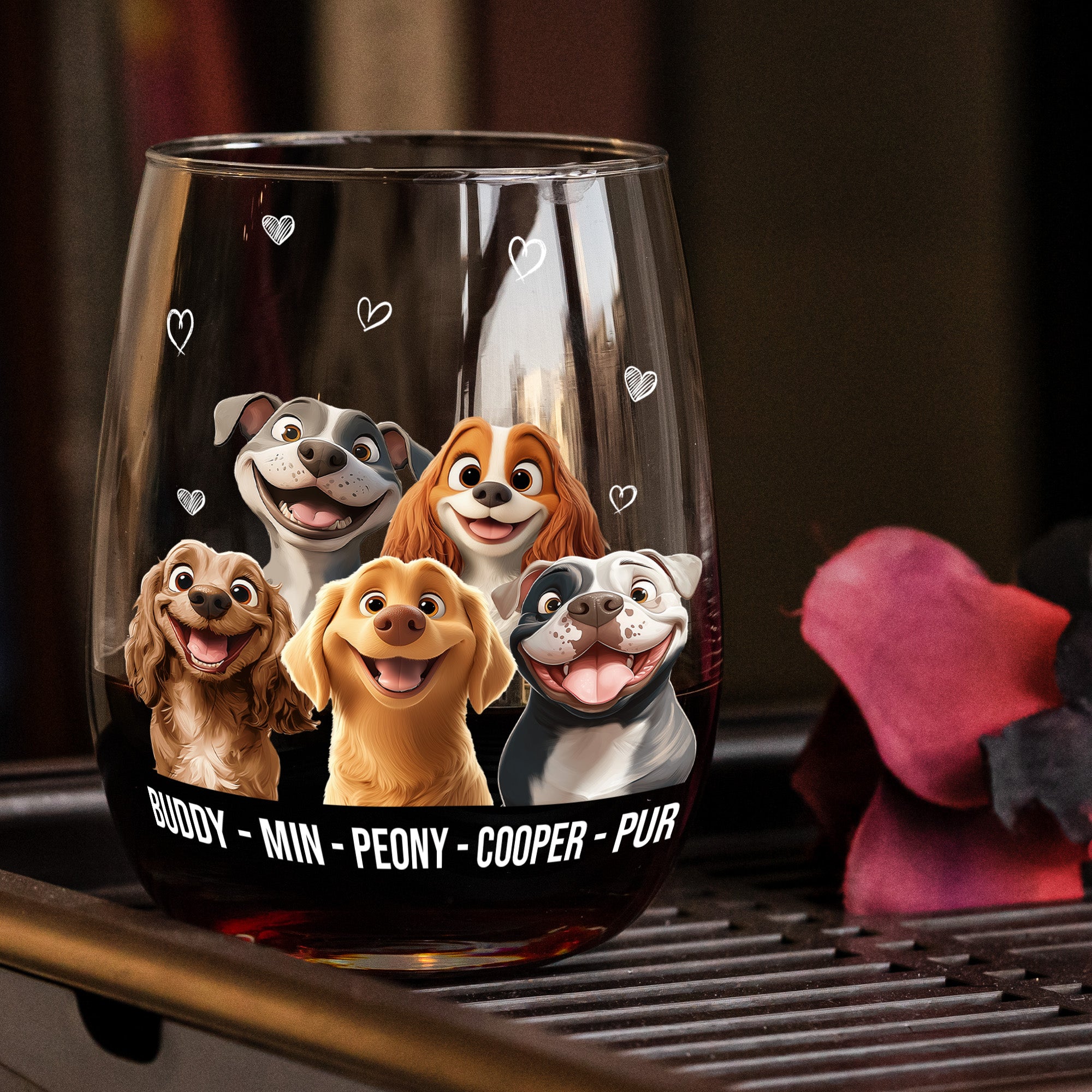 It's Not Drinking Alone If The Dog Is Home - Personalized Stemless Wine Glass