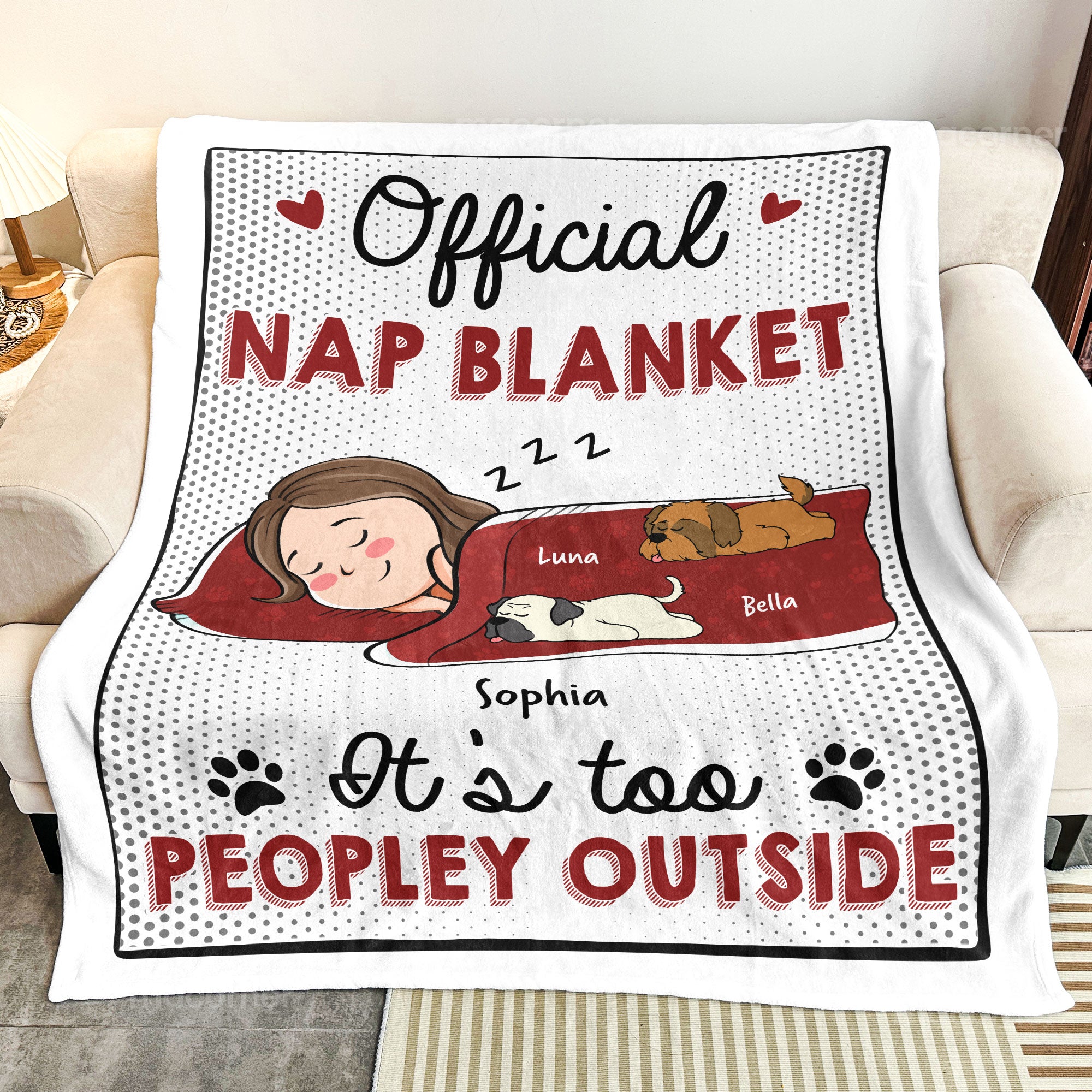 It's Too Peopley Outside - Cartoon Version - Personalized Blanket