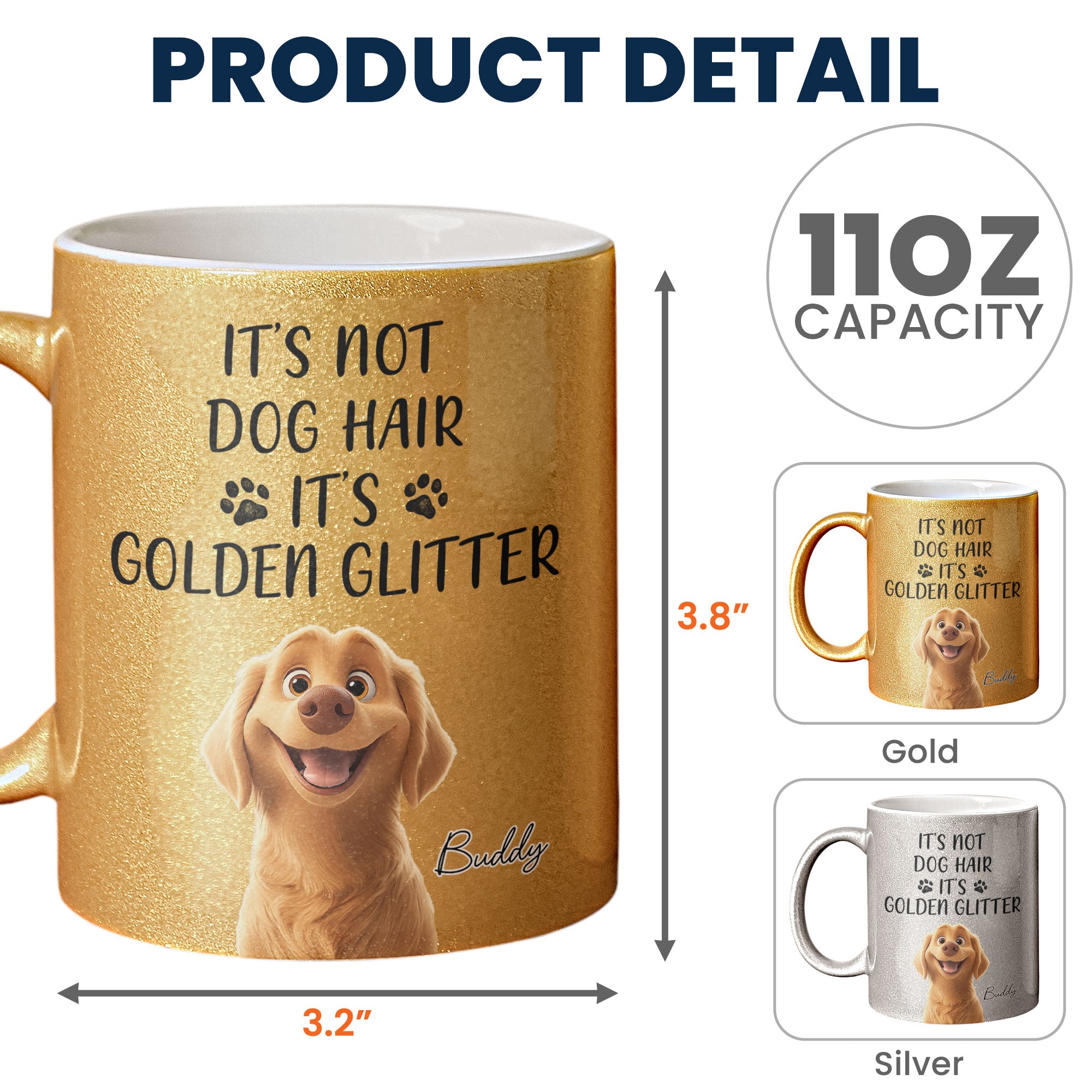 It's Golden Glitter - Personalized Glitter Coffee Mug