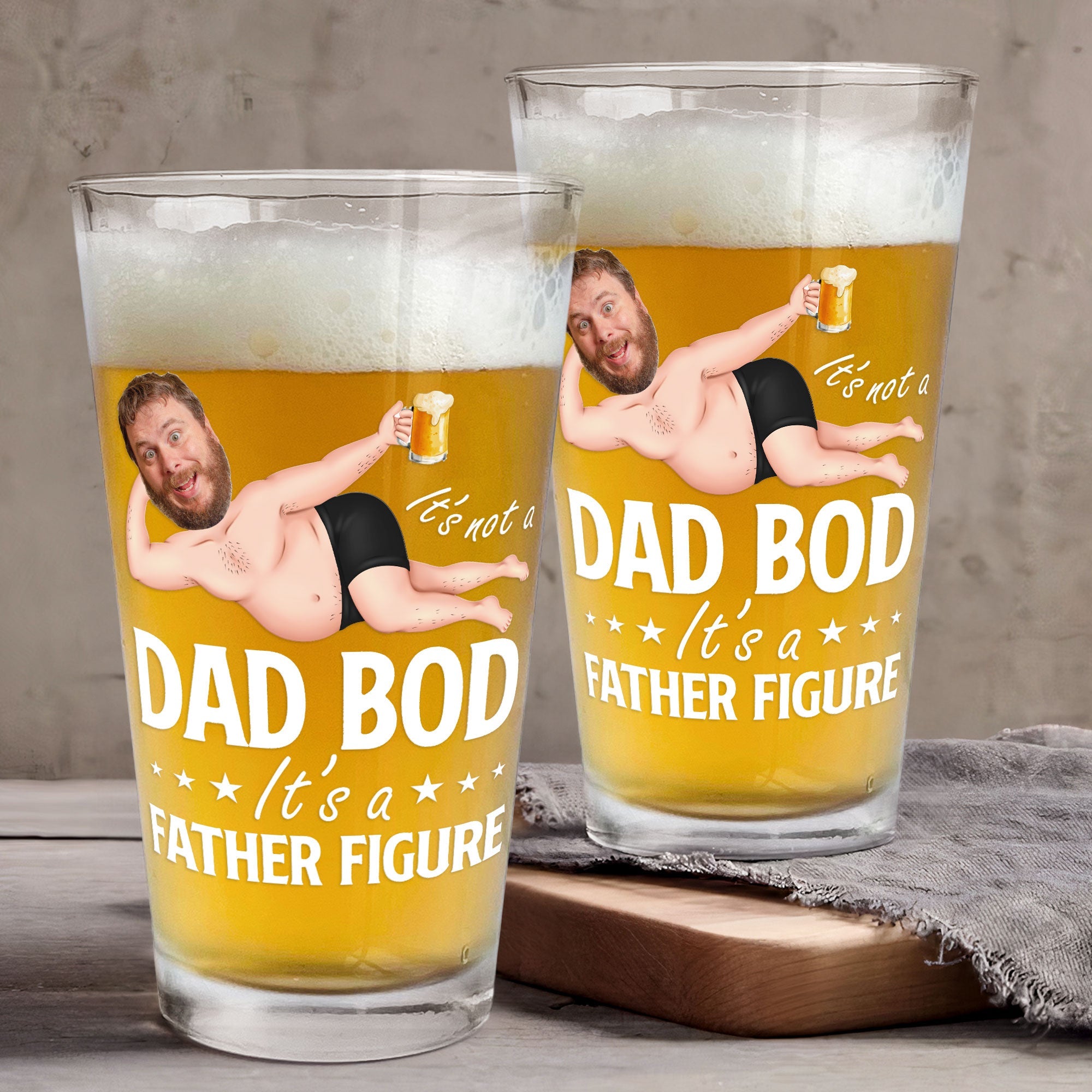 It's Not A Dad Bod It's A Father Figure Funny - Personalized Photo Beer Glass