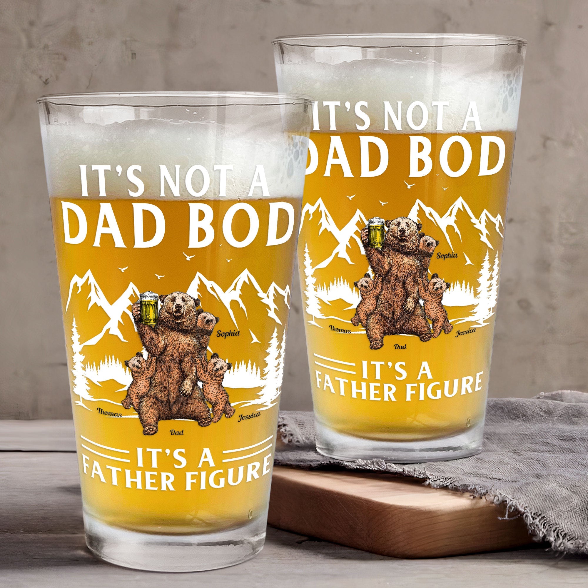 It's Not A Dad Bod It's A Father Figure - Personalized Beer Glass