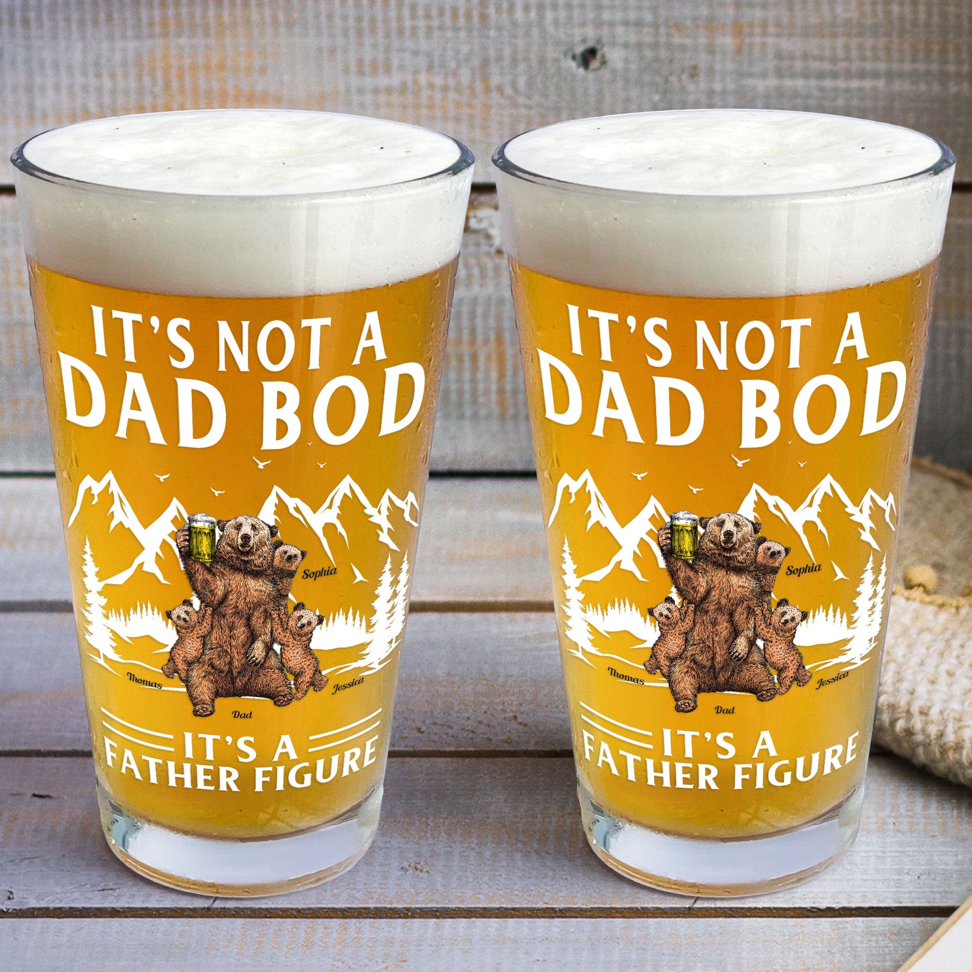 It's Not A Dad Bod It's A Father Figure - Personalized Beer Glass