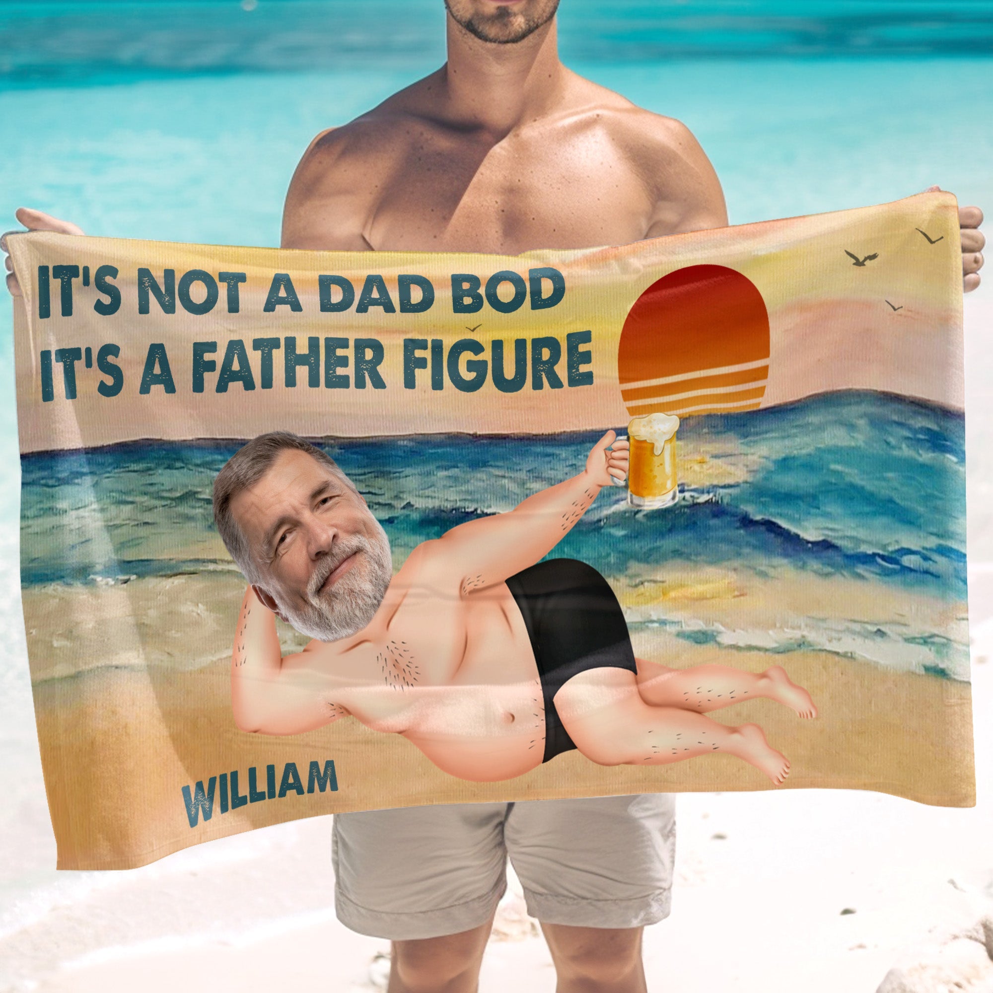 It's Not A Dad Bod It's Father Figure - Personalized Photo Beach Towel