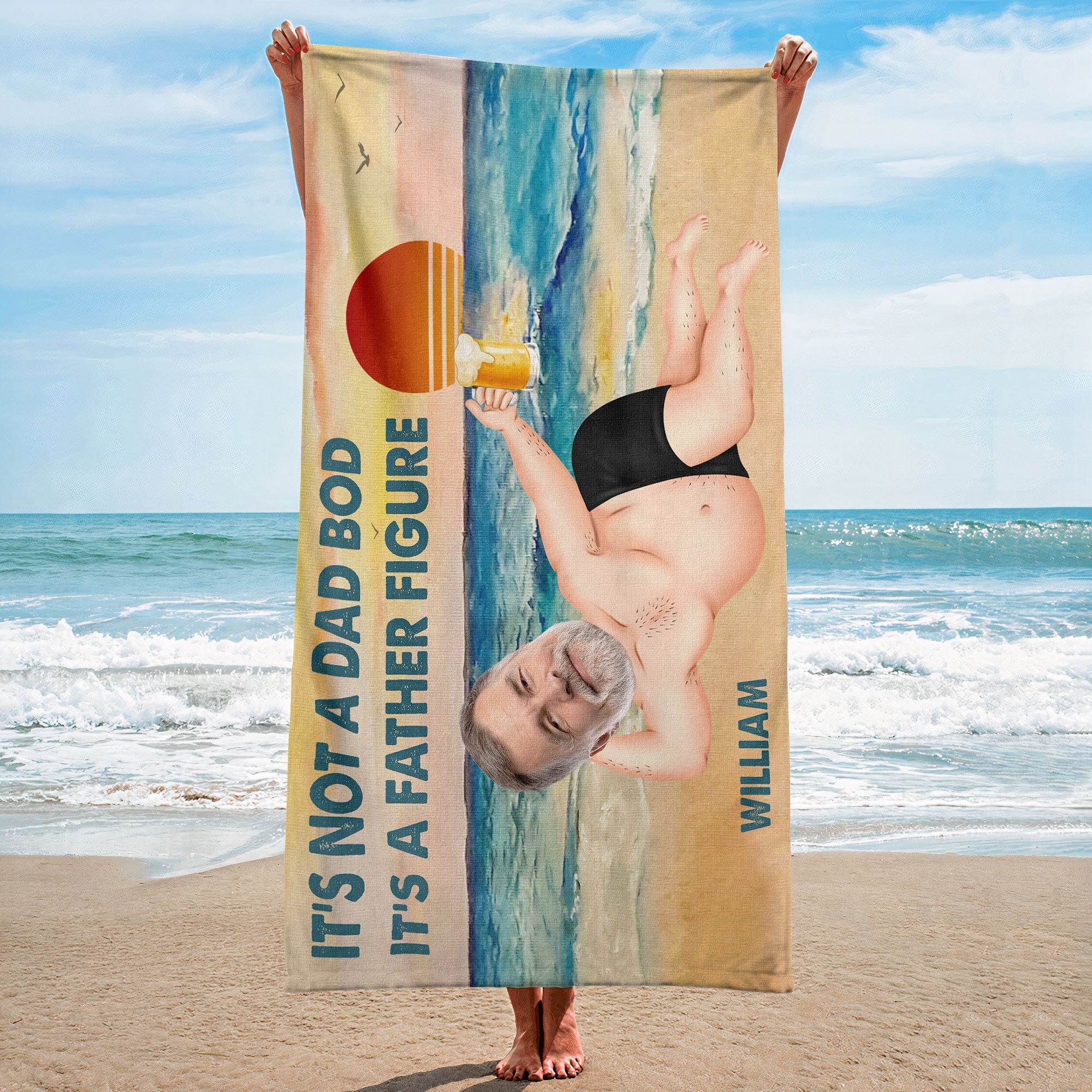 It's Not A Dad Bod It's Father Figure - Personalized Photo Beach Towel