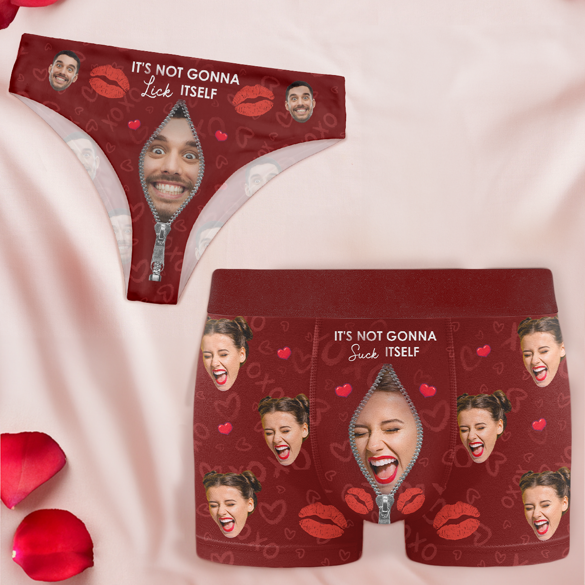 It's Not Gonna Suck & Lick Itself Naughty Couples - Personalized Photo Couple Matching Underwear