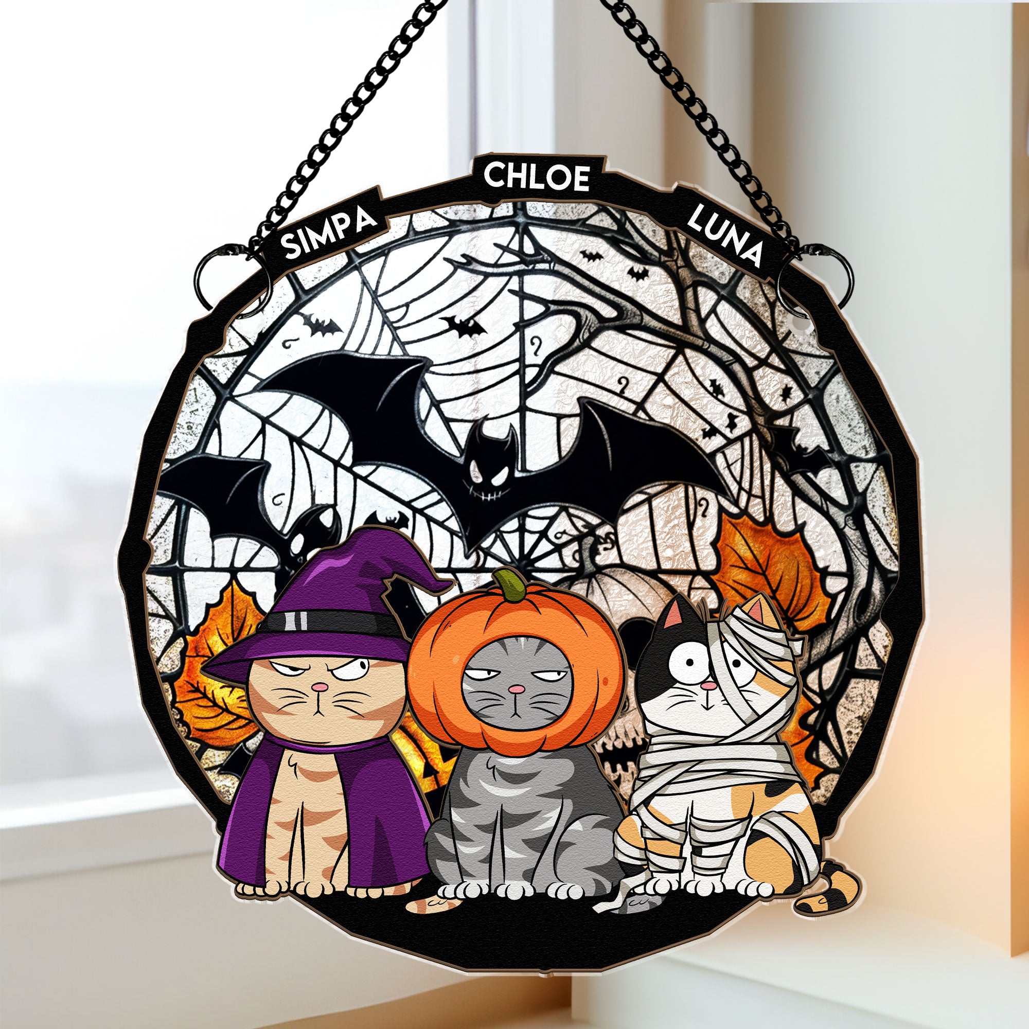 It's Halloween - Personalized Window Hanging Suncatcher Ornament