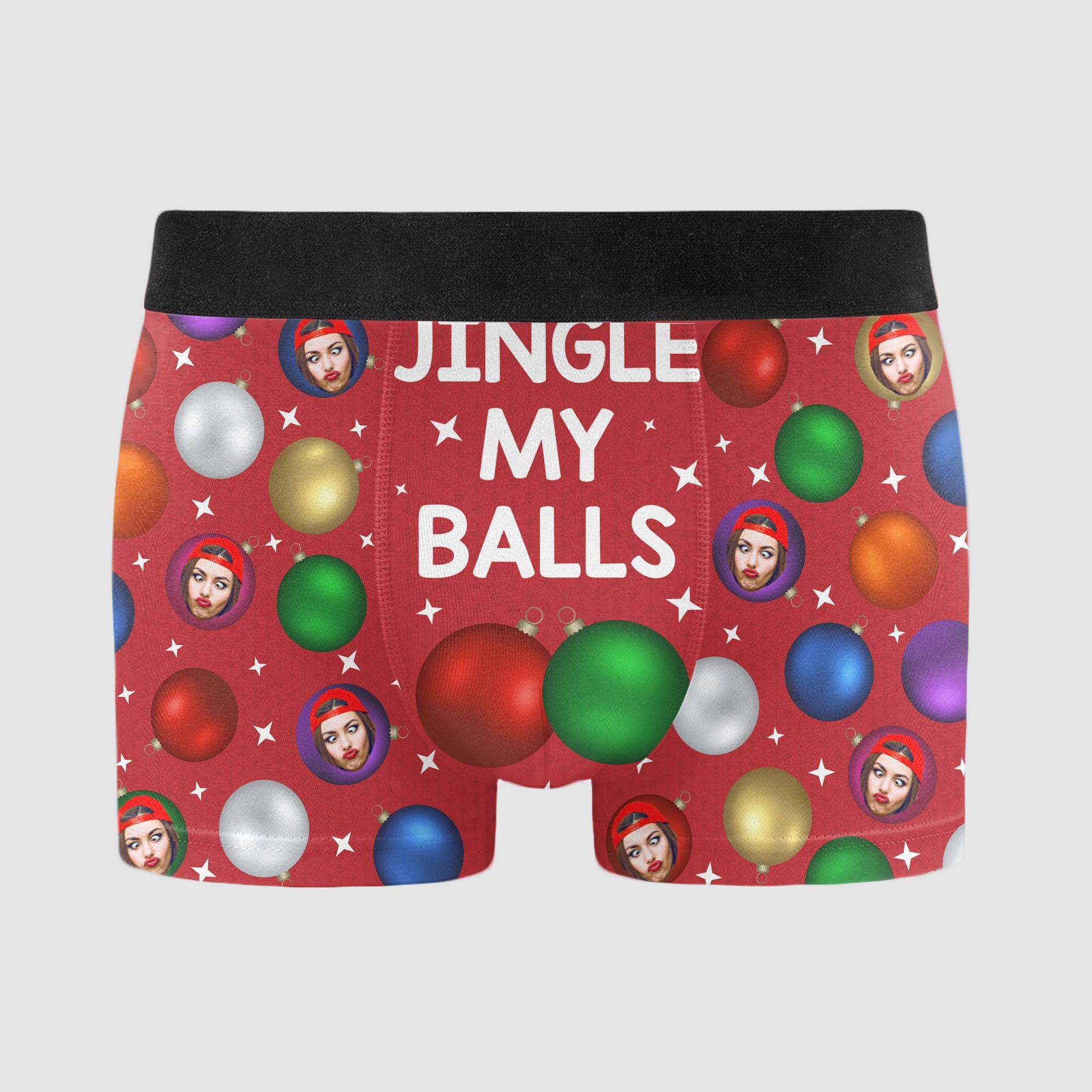 Jingle My Balls Christmas Custom Face Funny - Personalized Photo Men's Boxer Briefs