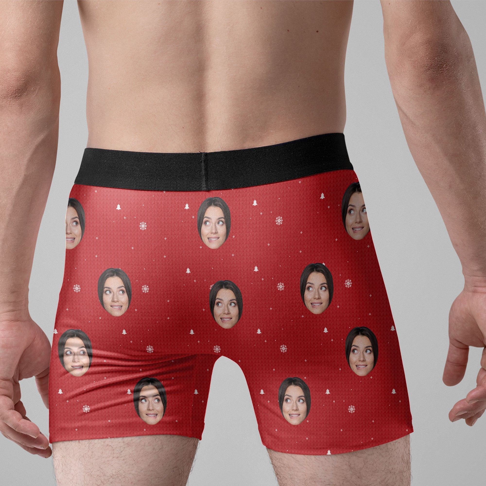 Jingle My Bells For A White Christmas Custom Face - Personalized Photo Men's Boxer Briefs