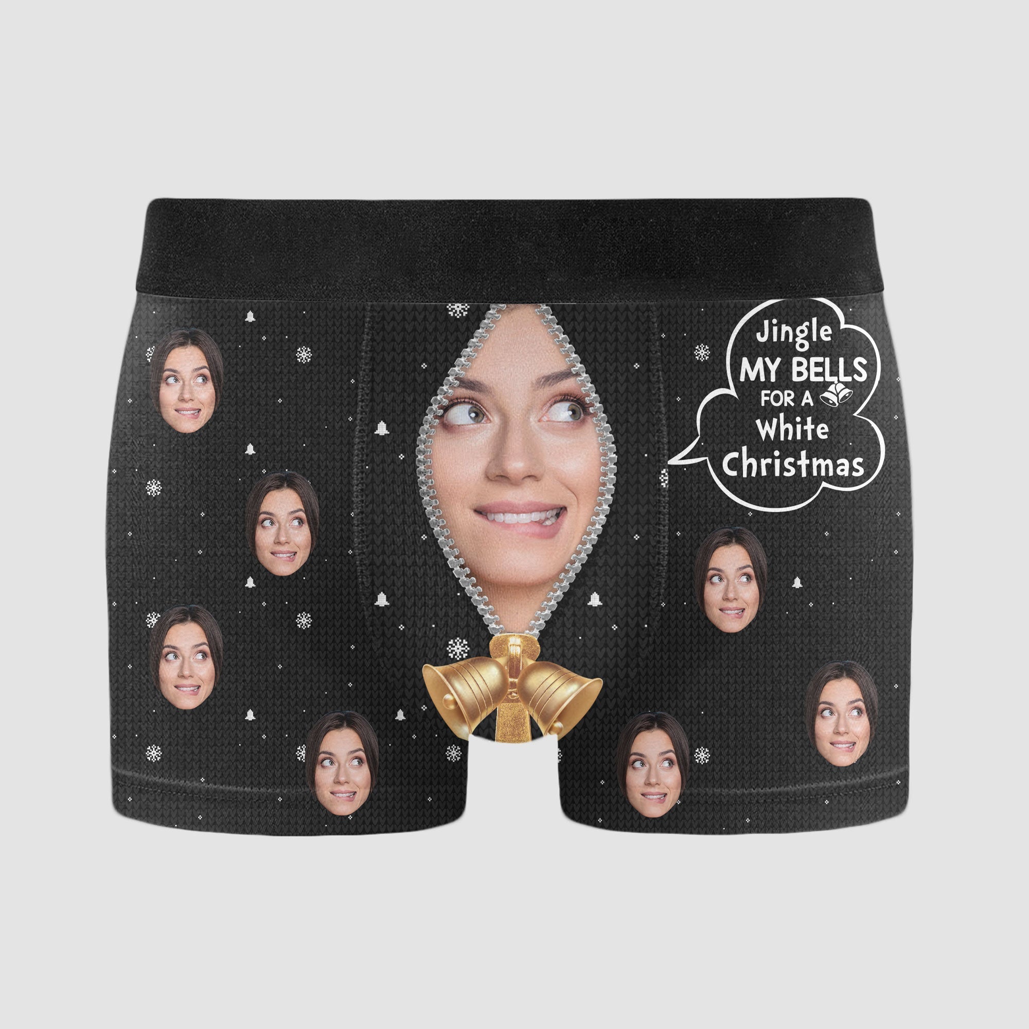 Jingle My Bells For A White Christmas Custom Face - Personalized Photo Men's Boxer Briefs