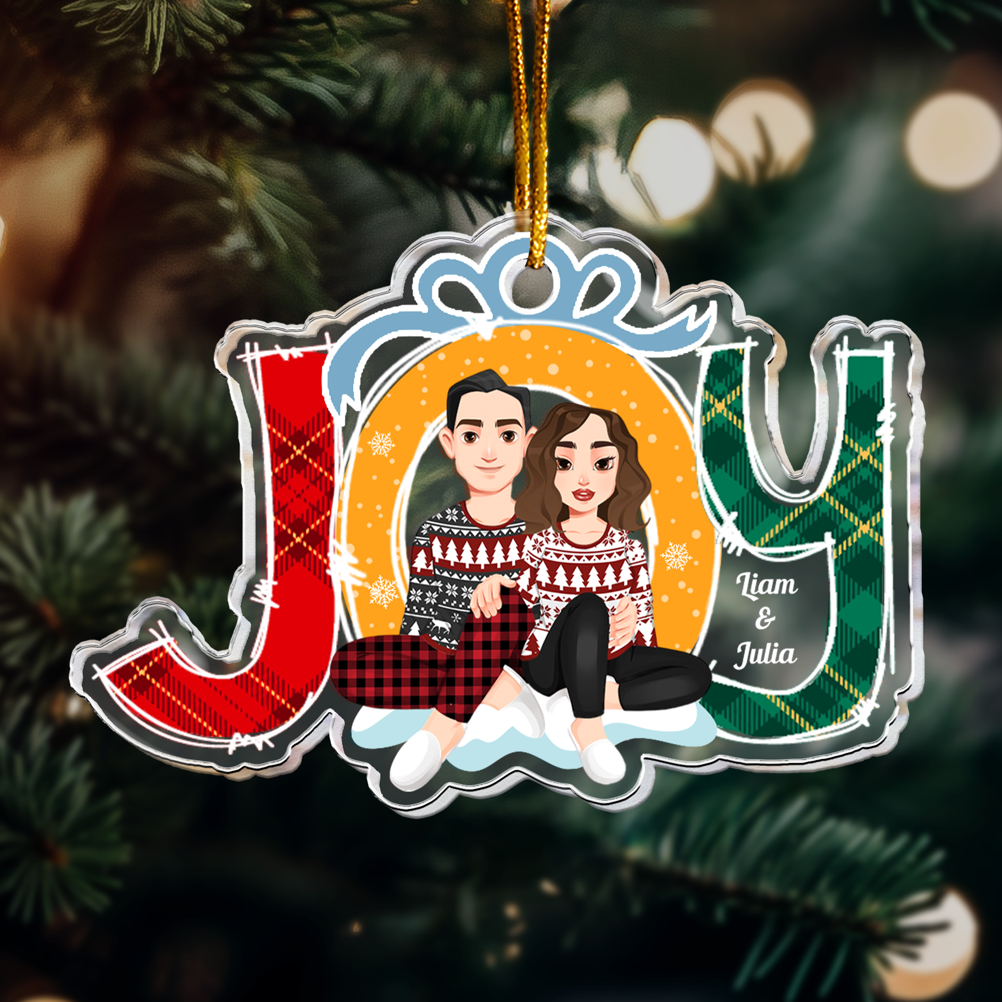 Joy Christmas - Personalized Acrylic Ornament