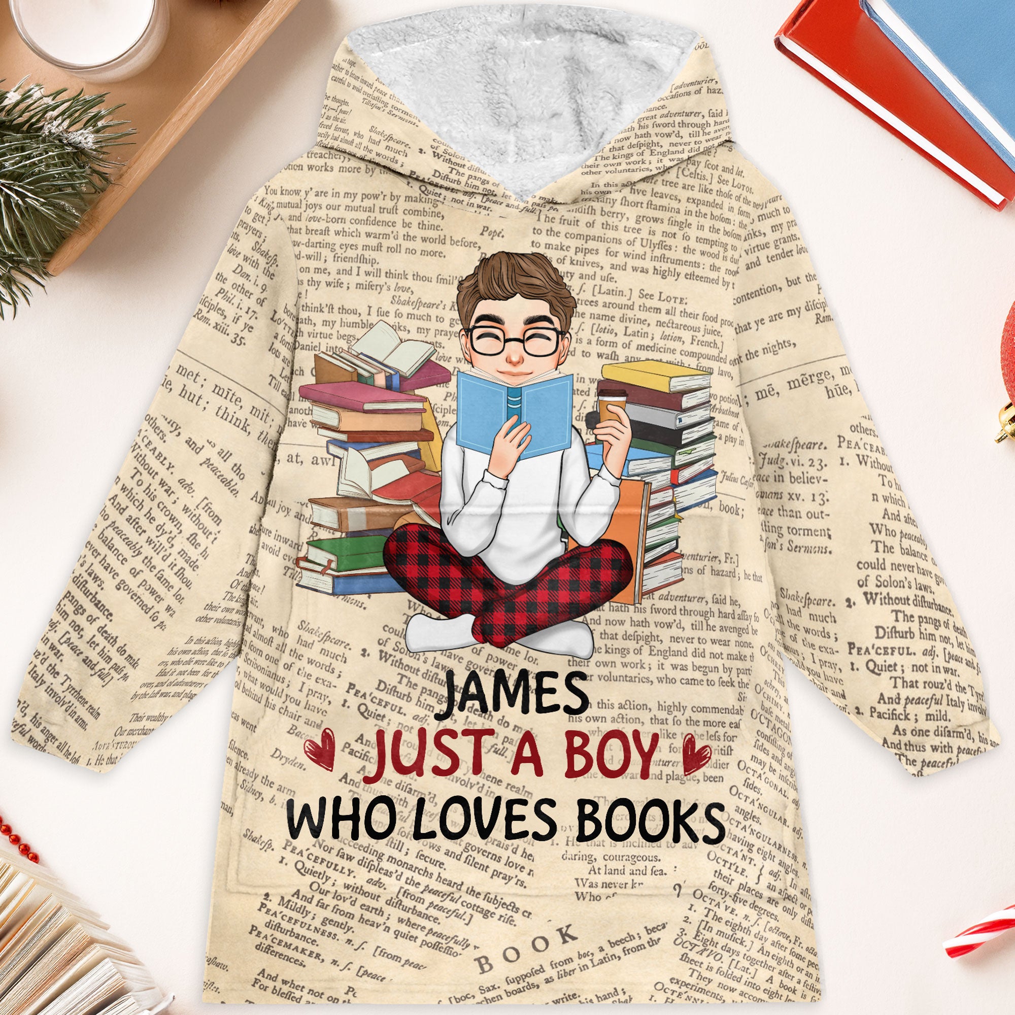 Just A Boy Who Loves Books - Personalized Oversized Blanket Hoodie