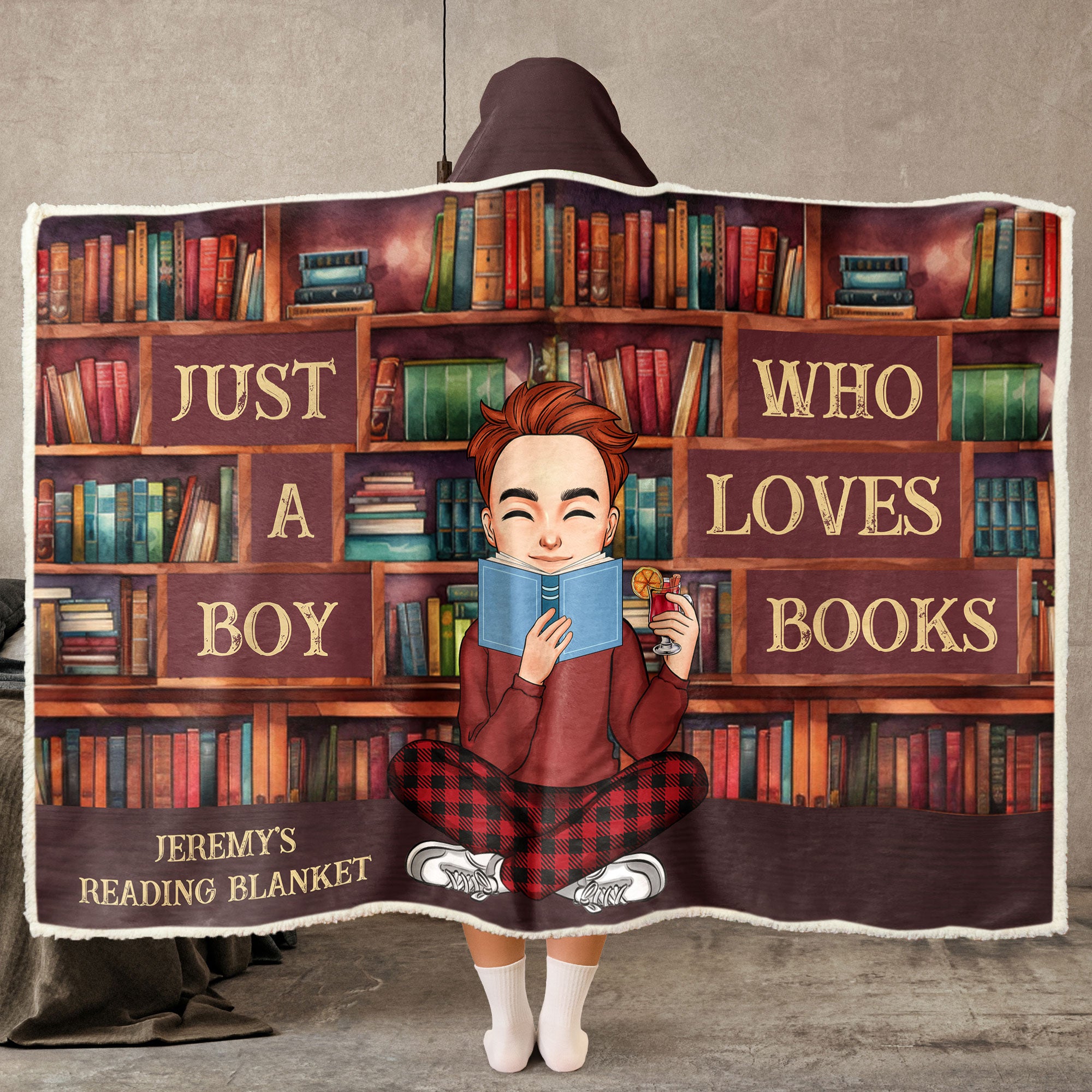 Just A Boy Who Loves Books - Personalized Wearable Blanket Hoodie