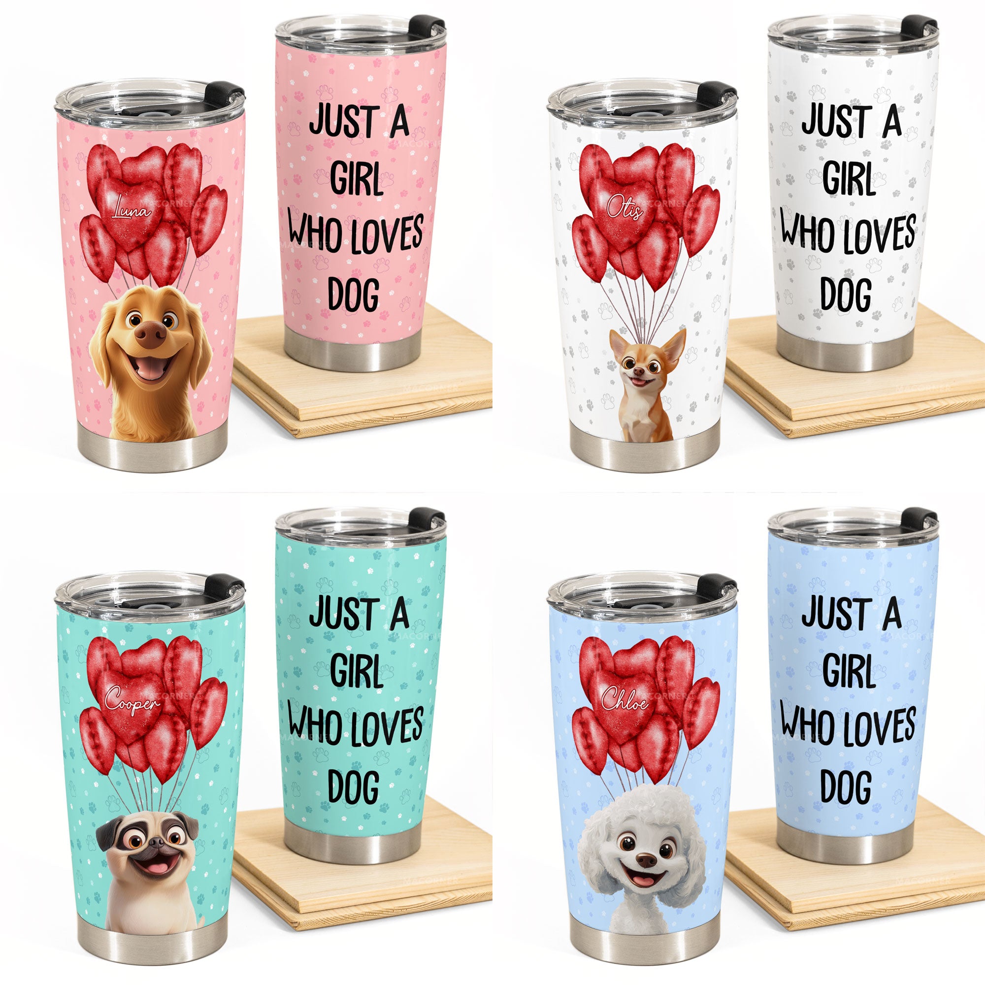 Just A Girl Who Loves Dog - Personalized Tumbler Cup