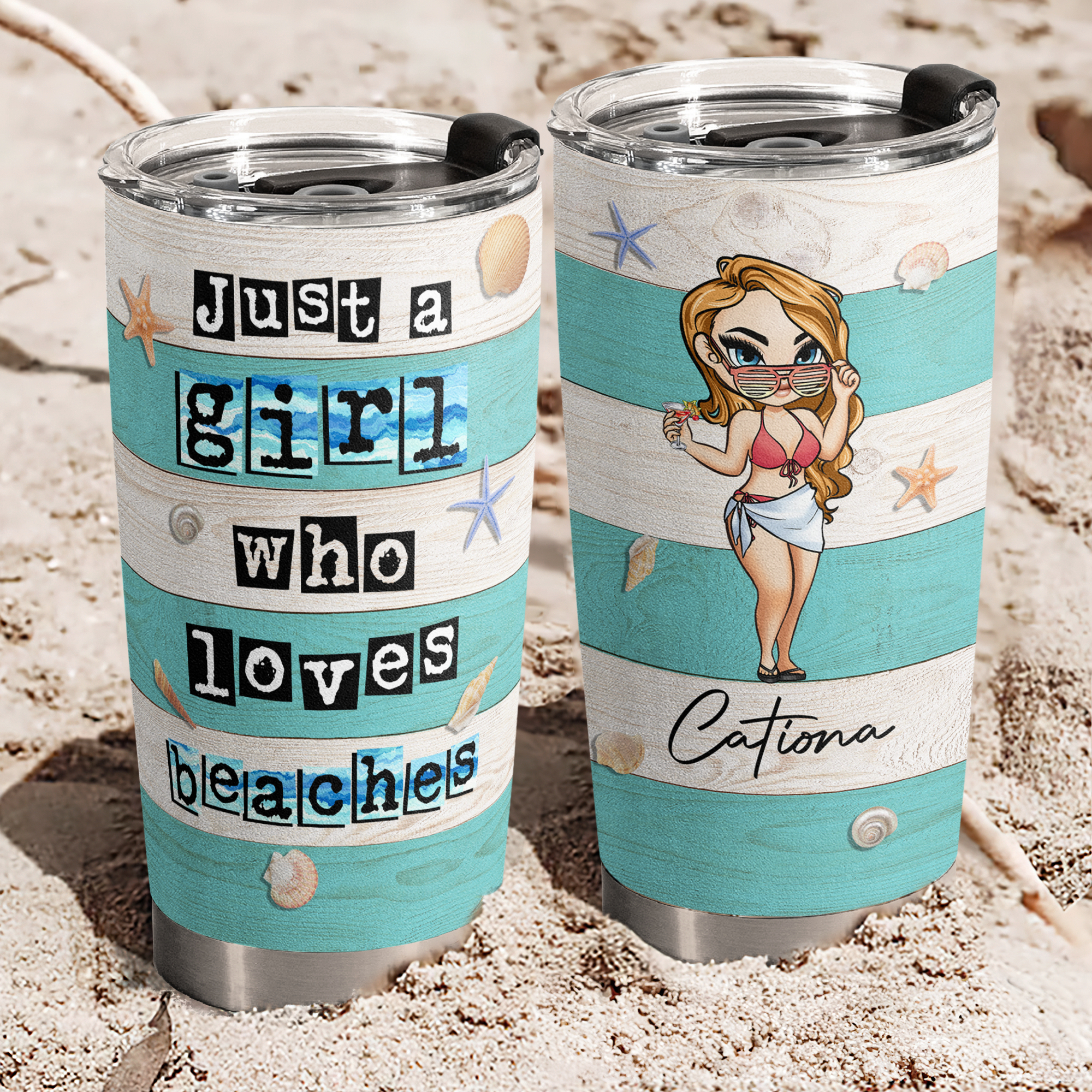 Just A Girl Who Loves Beaches - Personalized Tumbler Cup