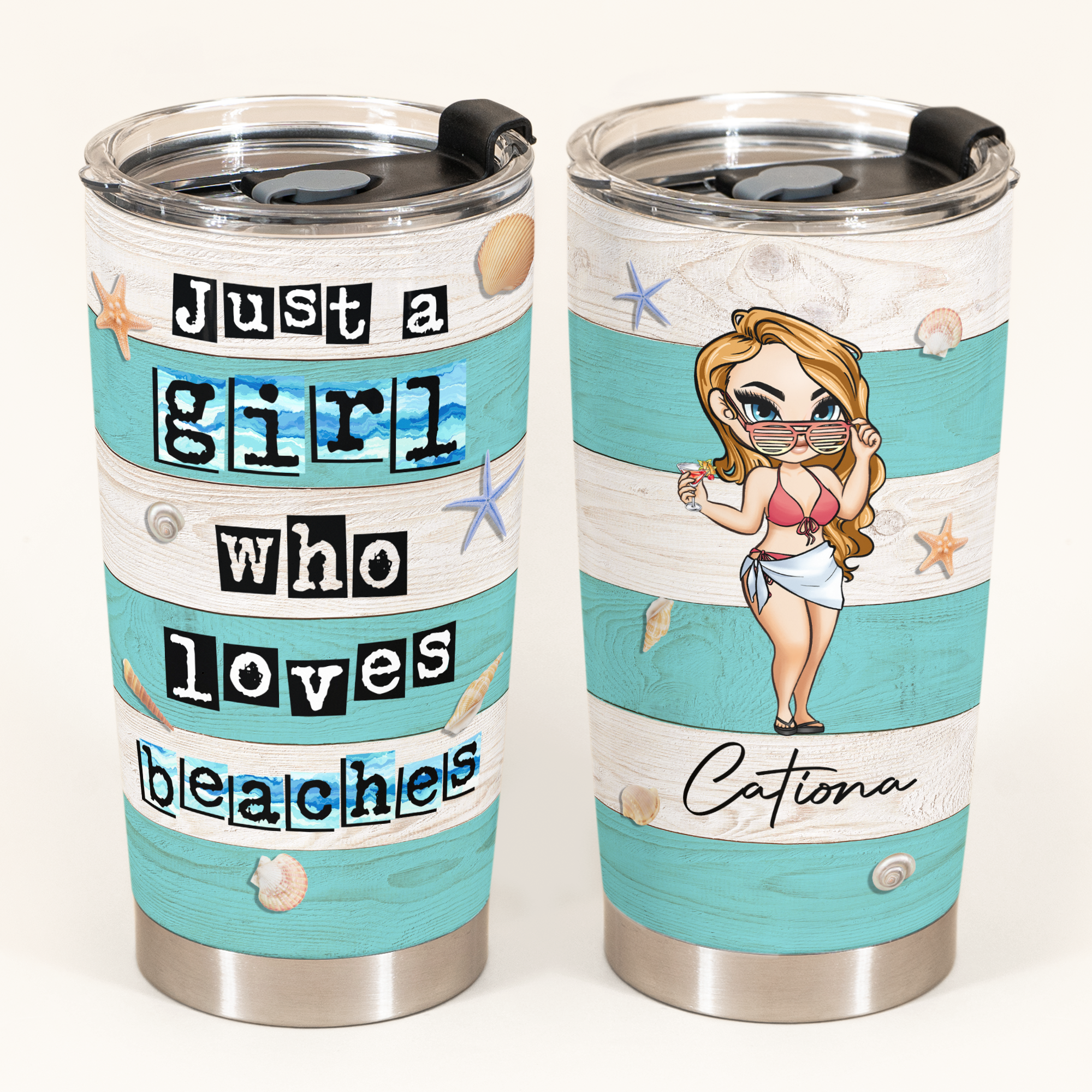 Just A Girl Who Loves Beaches - Personalized Tumbler Cup