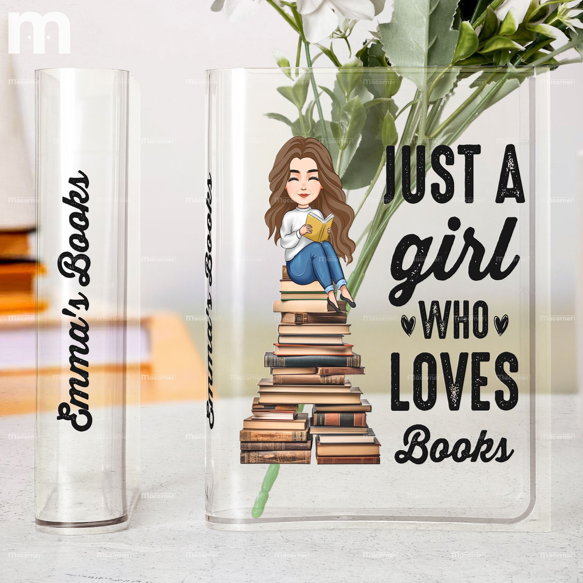 Just A Girl Who Loves Books - Personalized Acrylic Book Vase