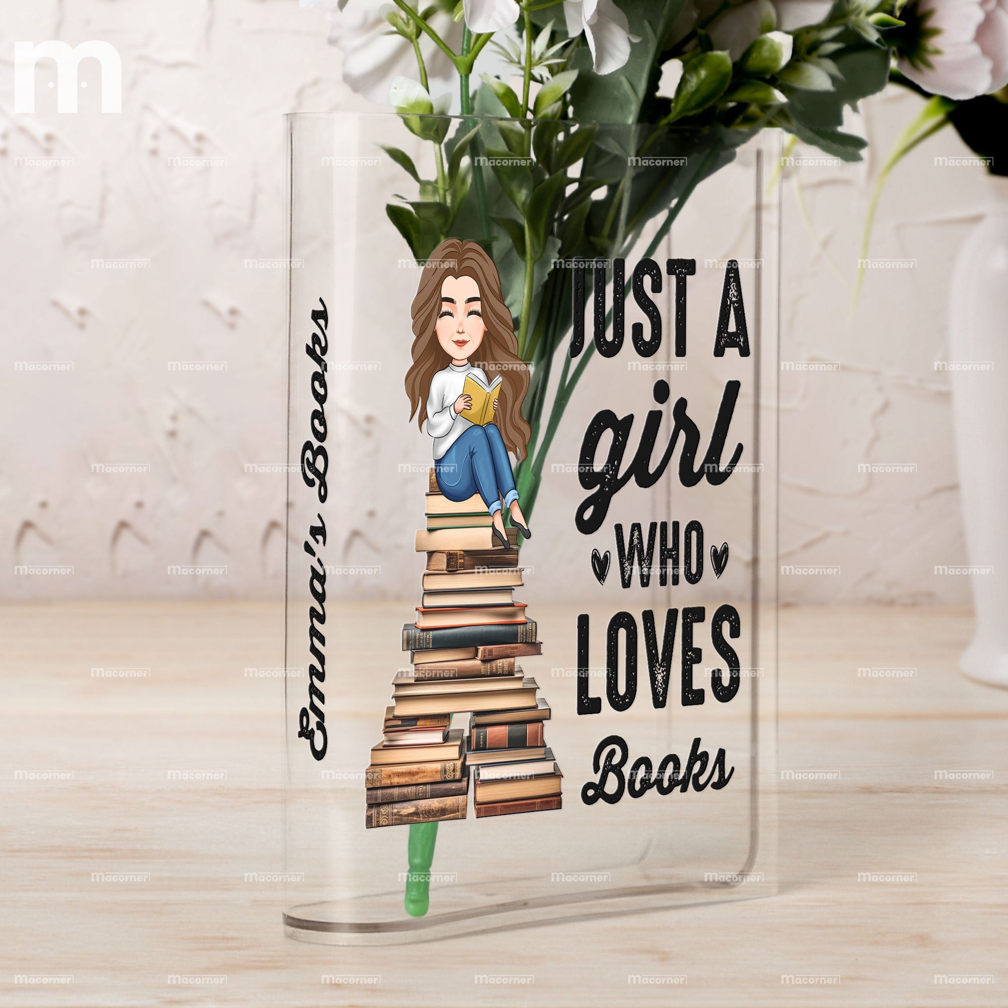 Just A Girl Who Loves Books - Personalized Acrylic Book Vase