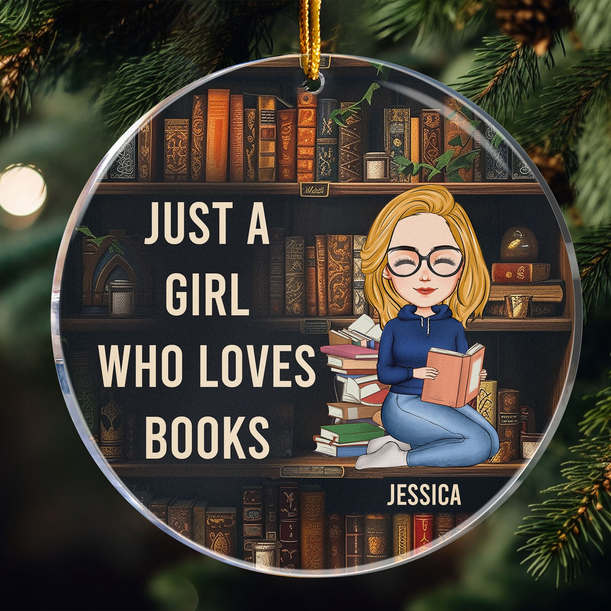 Just A Girl Who Loves Books - Personalized Acrylic Ornament