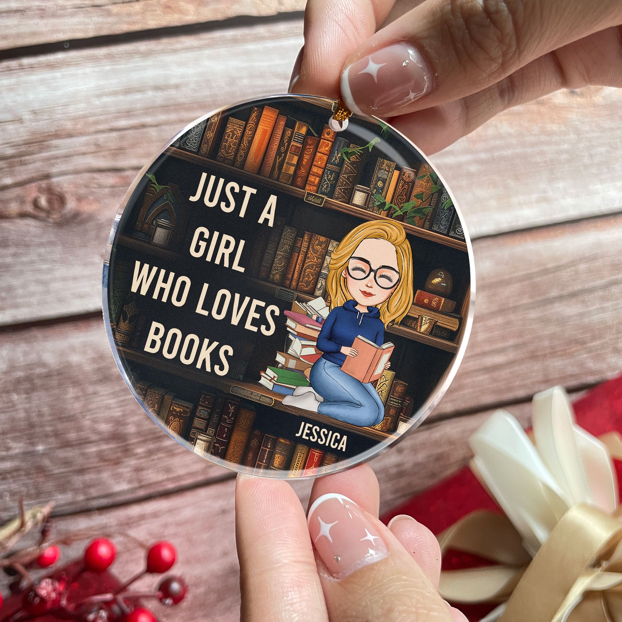 Just A Girl Who Loves Books - Personalized Acrylic Ornament