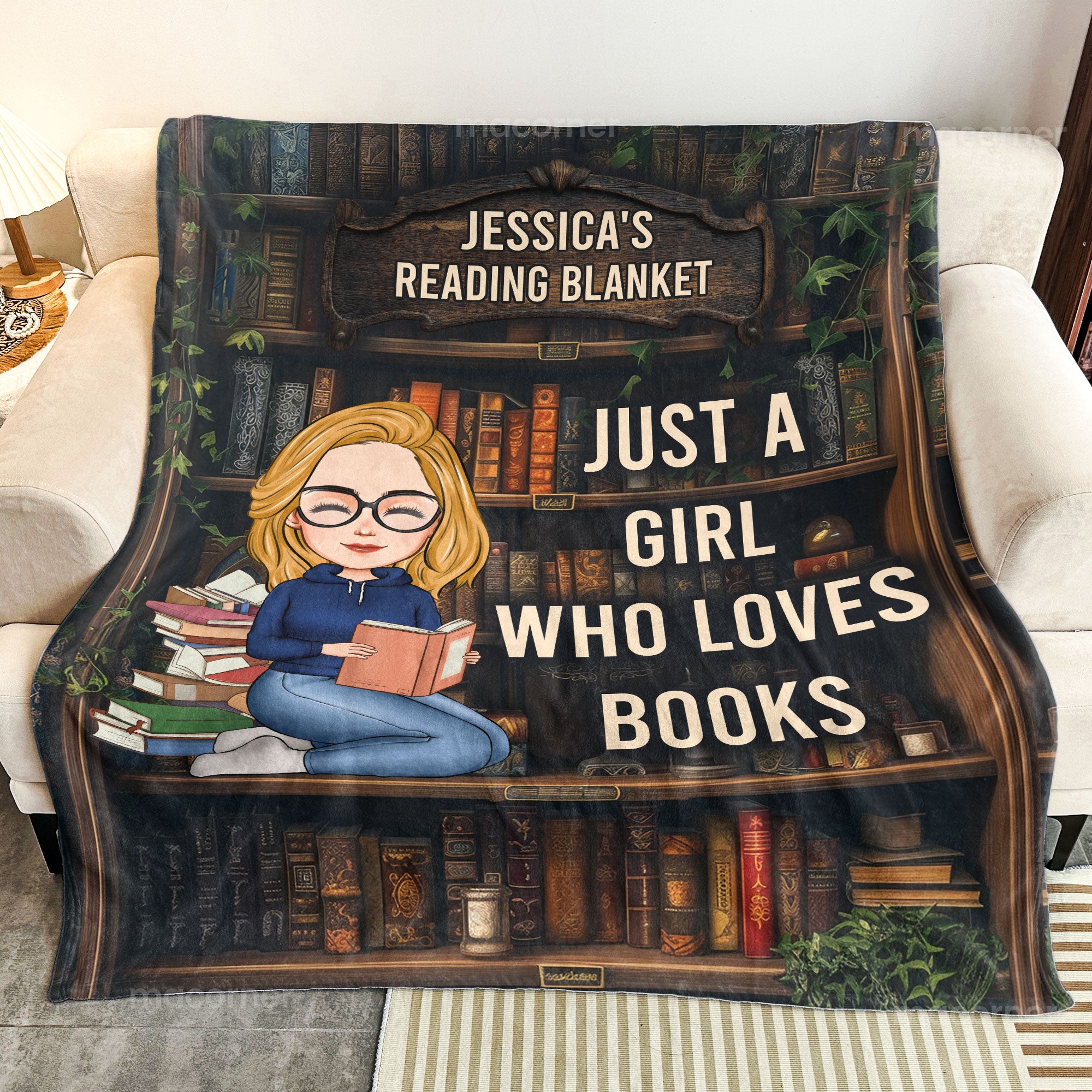 Just A Girl Who Loves Books - Personalized Blanket