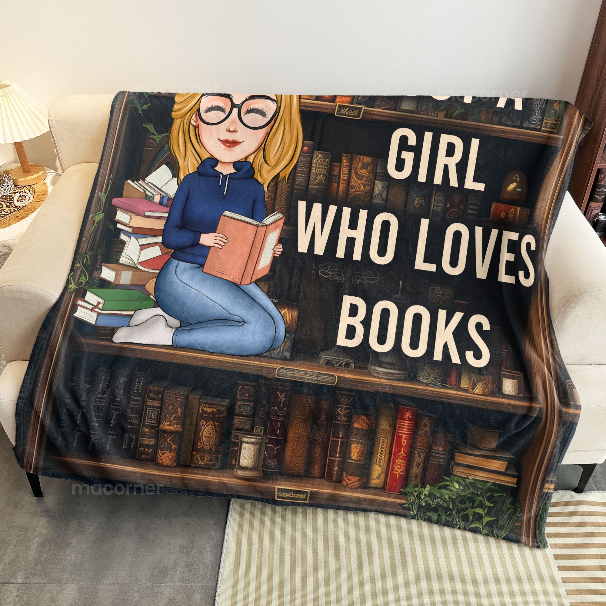 Just A Girl Who Loves Books - Personalized Blanket