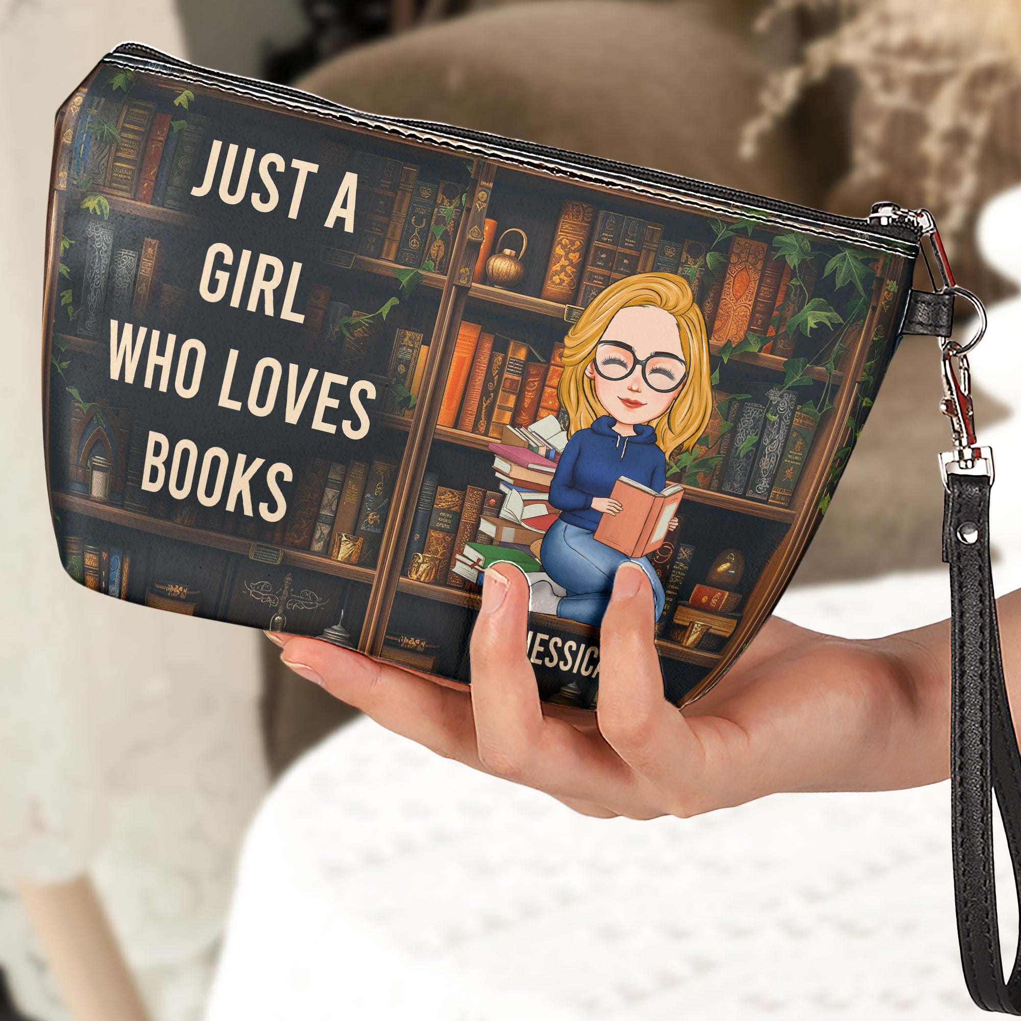 Just A Girl Who Loves Books - Personalized Cosmetic Bag