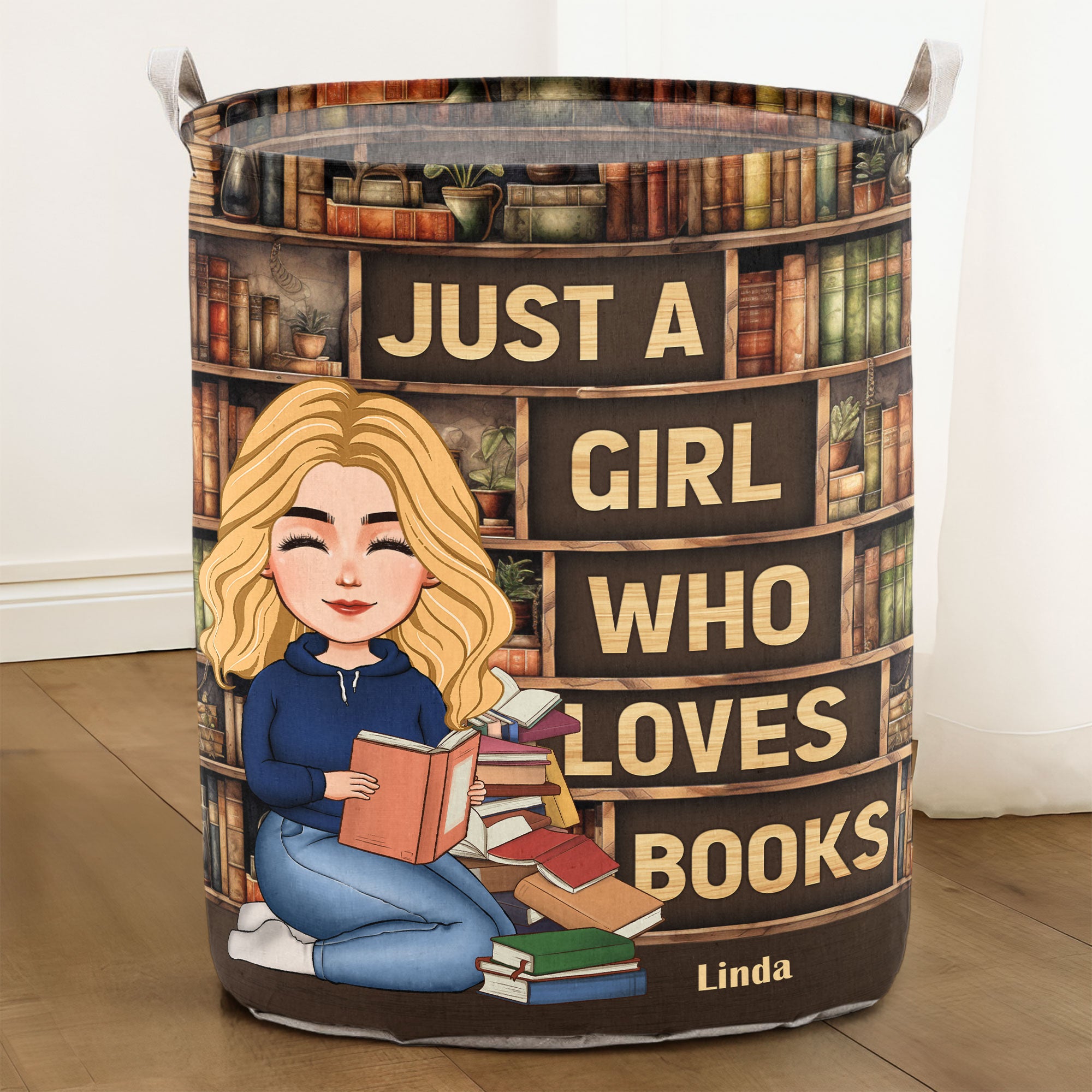 Just A Girl Who Loves Books - Personalized Laundry Storage Basket