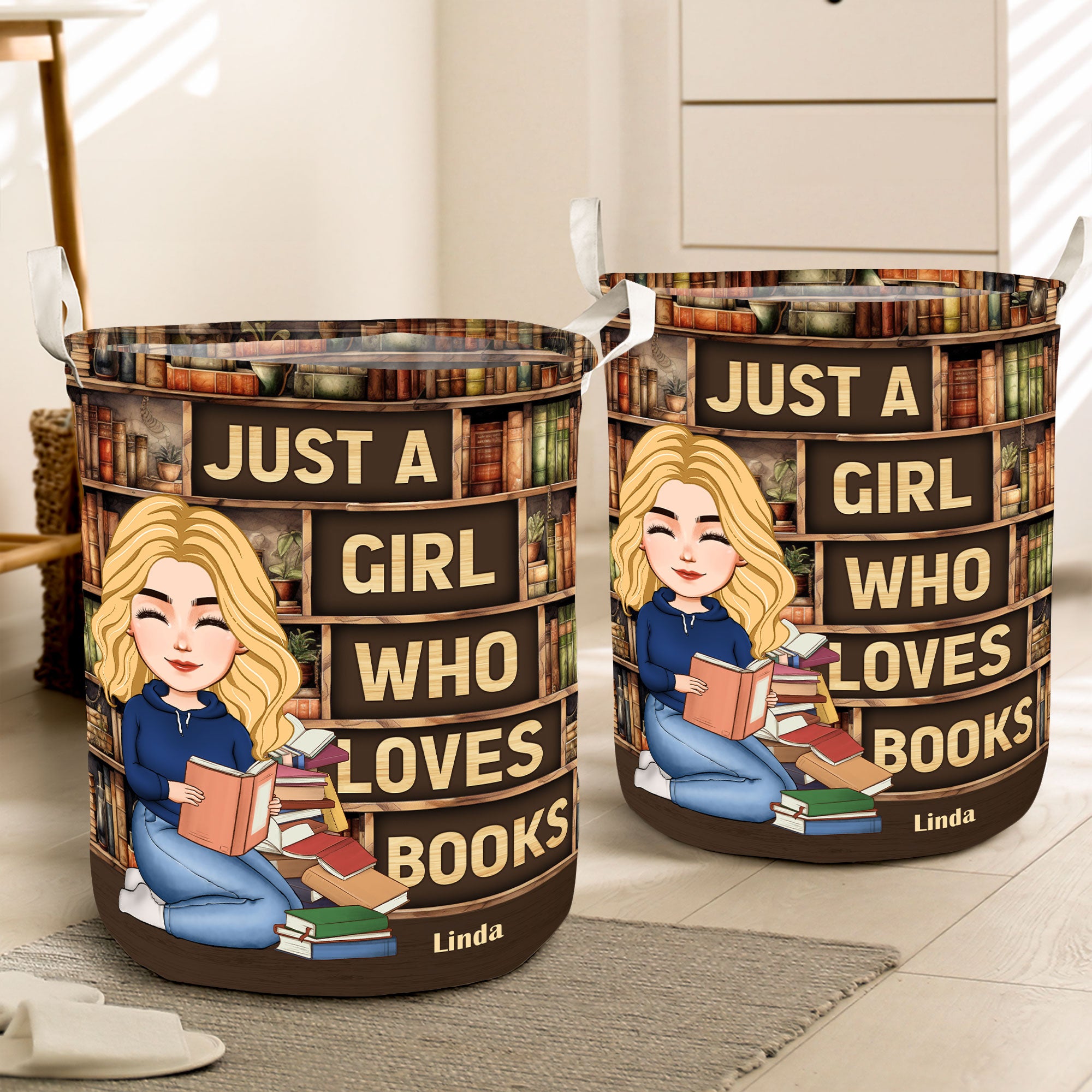 Just A Girl Who Loves Books - Personalized Laundry Storage Basket