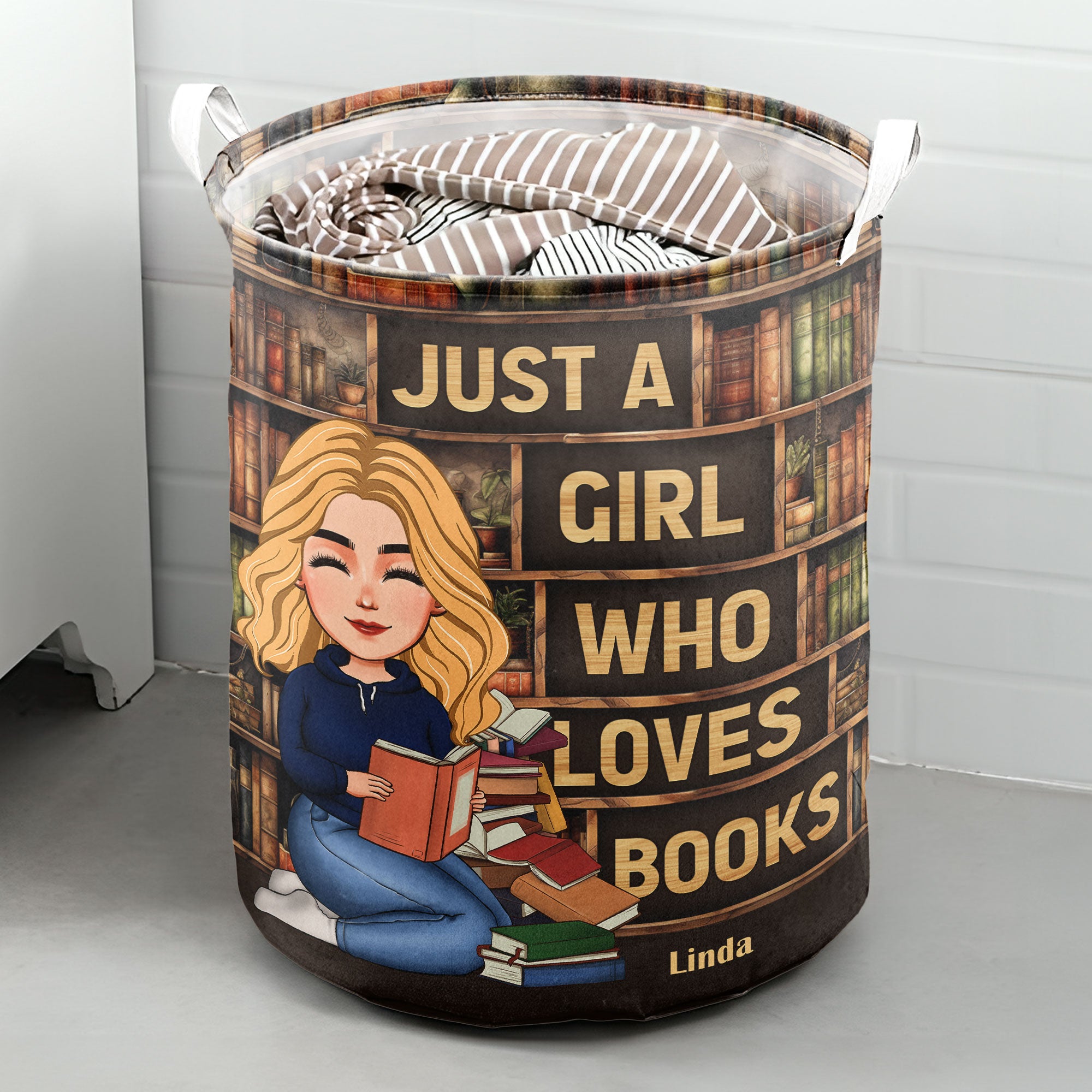 Just A Girl Who Loves Books - Personalized Laundry Storage Basket