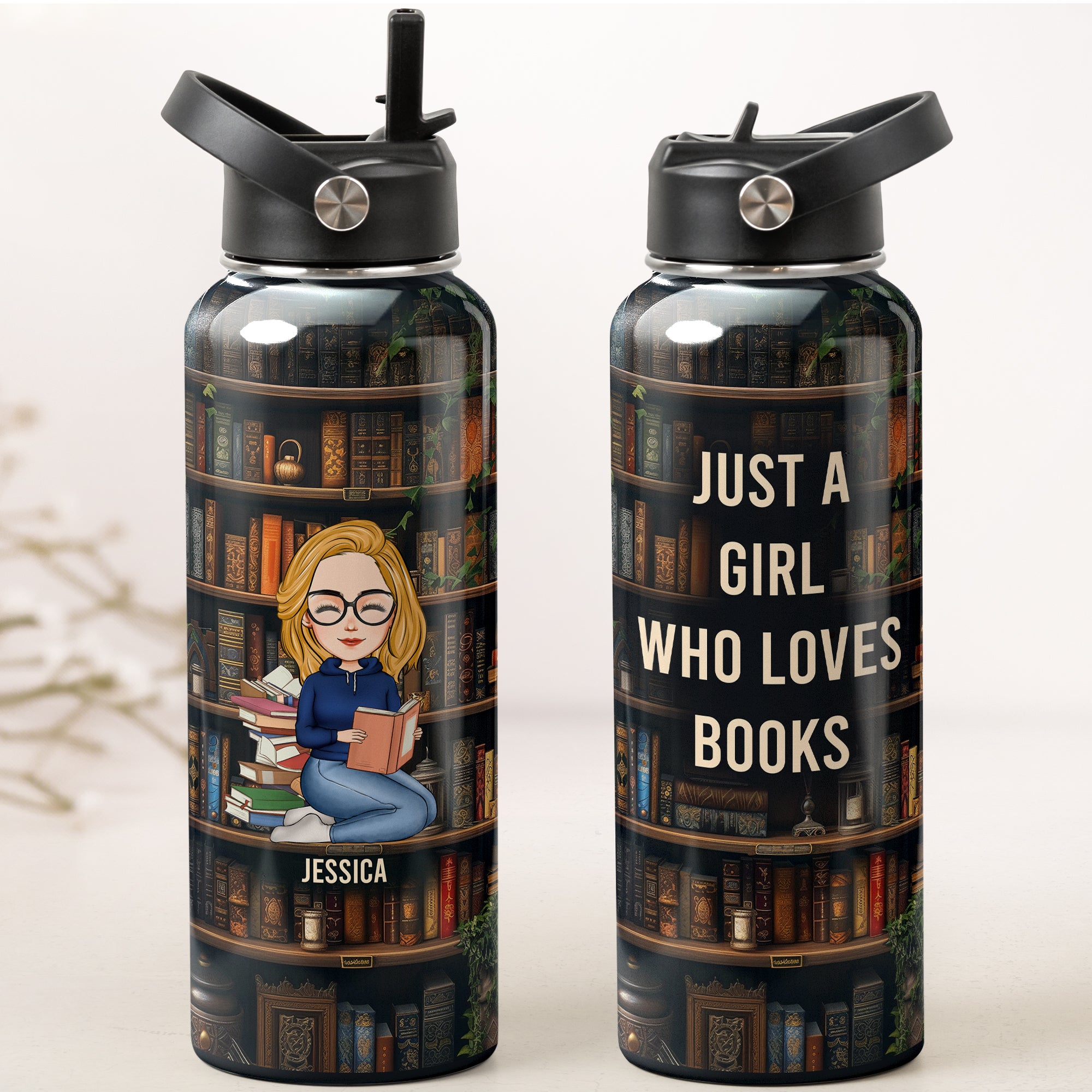 Just A Girl Who Loves Books - Personalized Stainless Steel Water Bottle