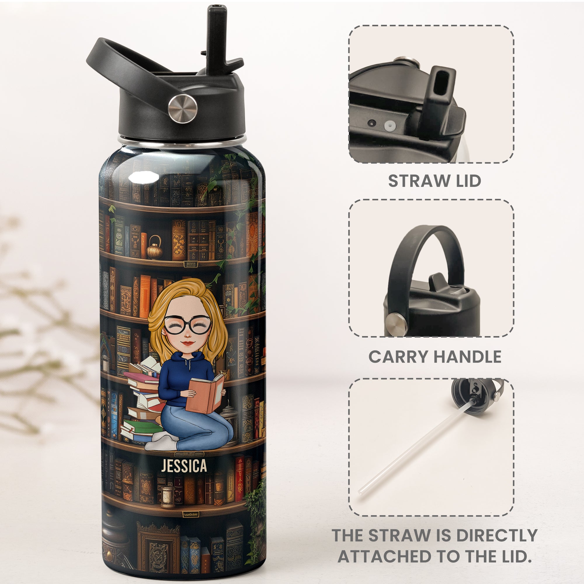 Just A Girl Who Loves Books - Personalized Stainless Steel Water Bottle