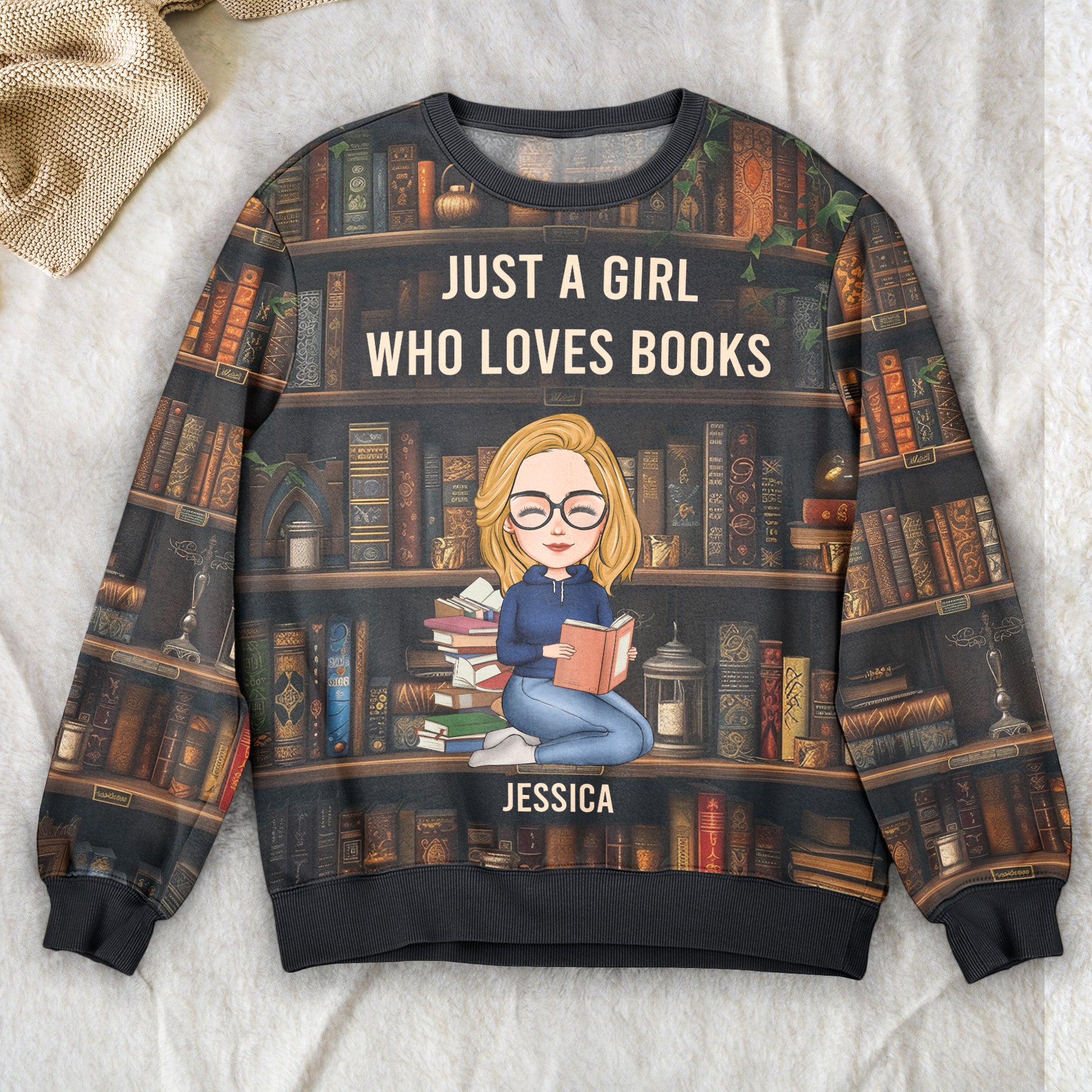 Just A Girl Who Loves Books - Personalized Sweatshirt And Sweatpants Set