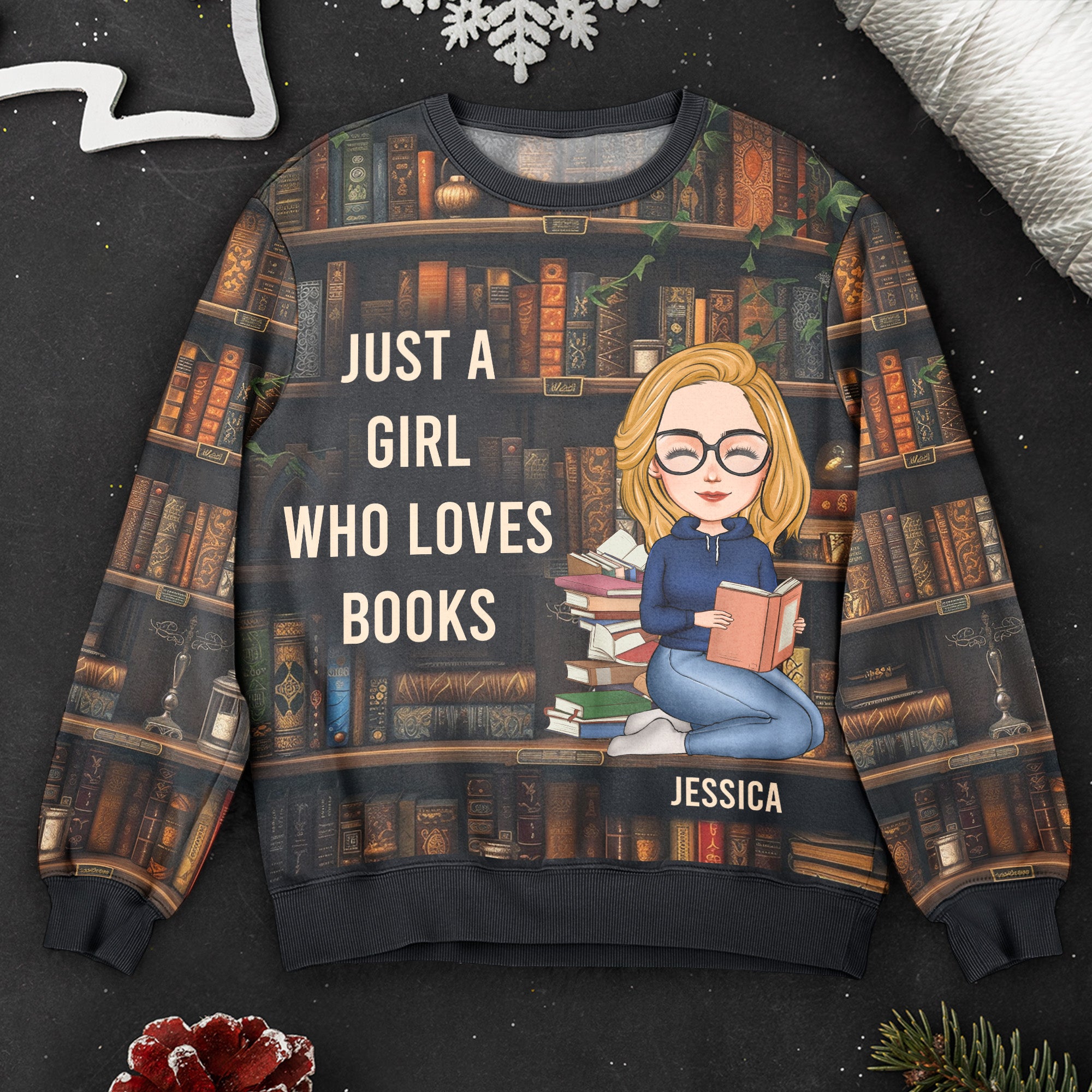 Just A Girl Who Loves Books - Personalized 3D Printed Sweatshirt