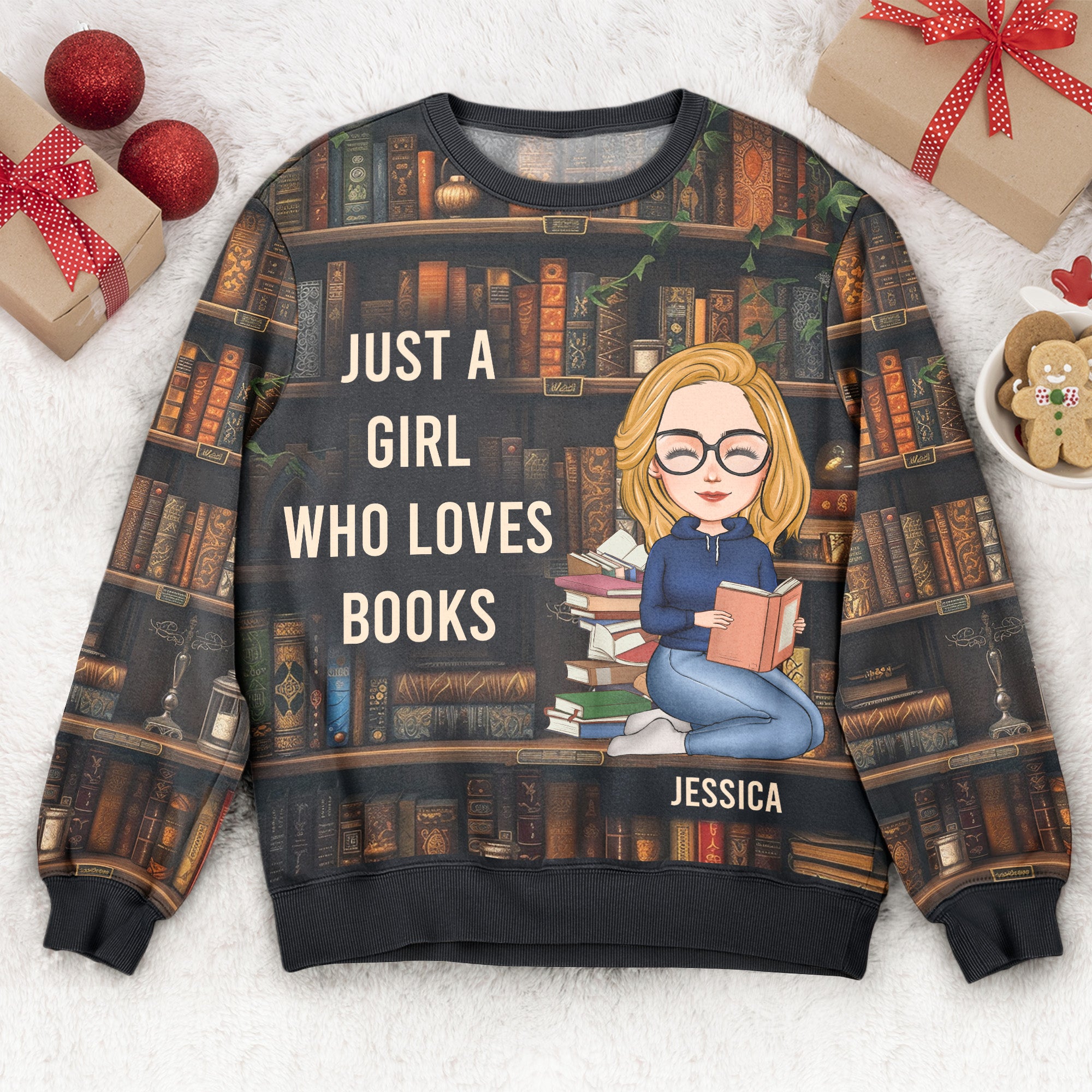 Just A Girl Who Loves Books - Personalized 3D Printed Sweatshirt