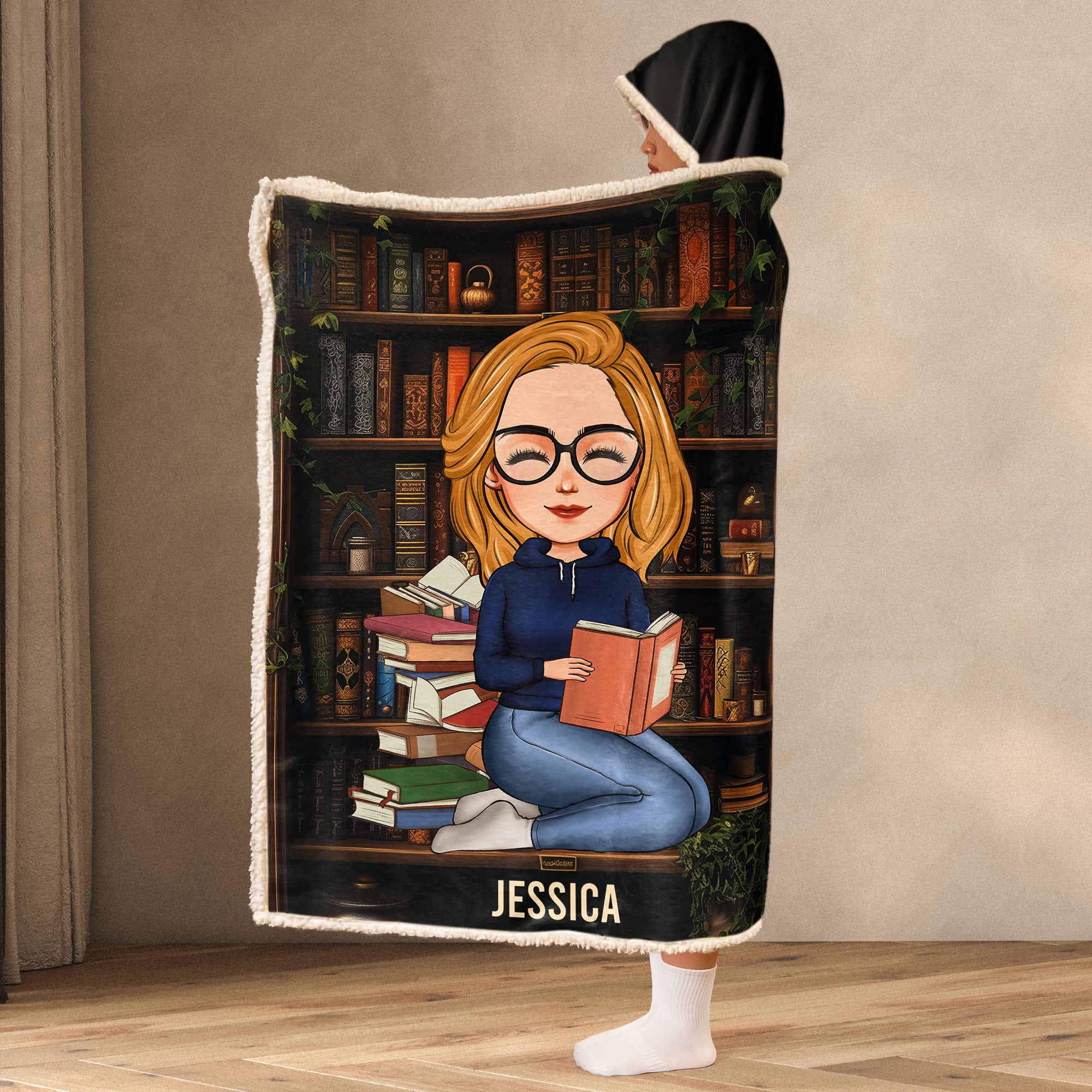 Just A Girl Who Loves Books - Personalized Wearable Blanket Hoodie