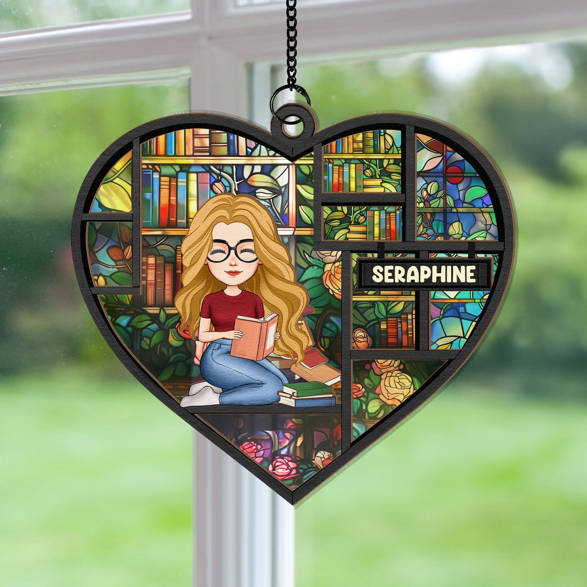 Just A Girl Who Loves Books - Personalized Window Hanging Suncatcher Ornament