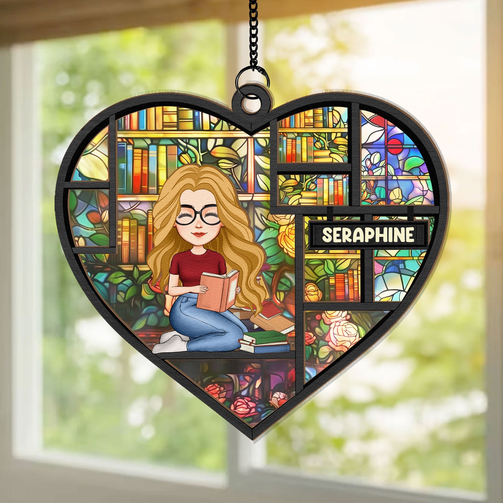 Just A Girl Who Loves Books - Personalized Window Hanging Suncatcher Ornament