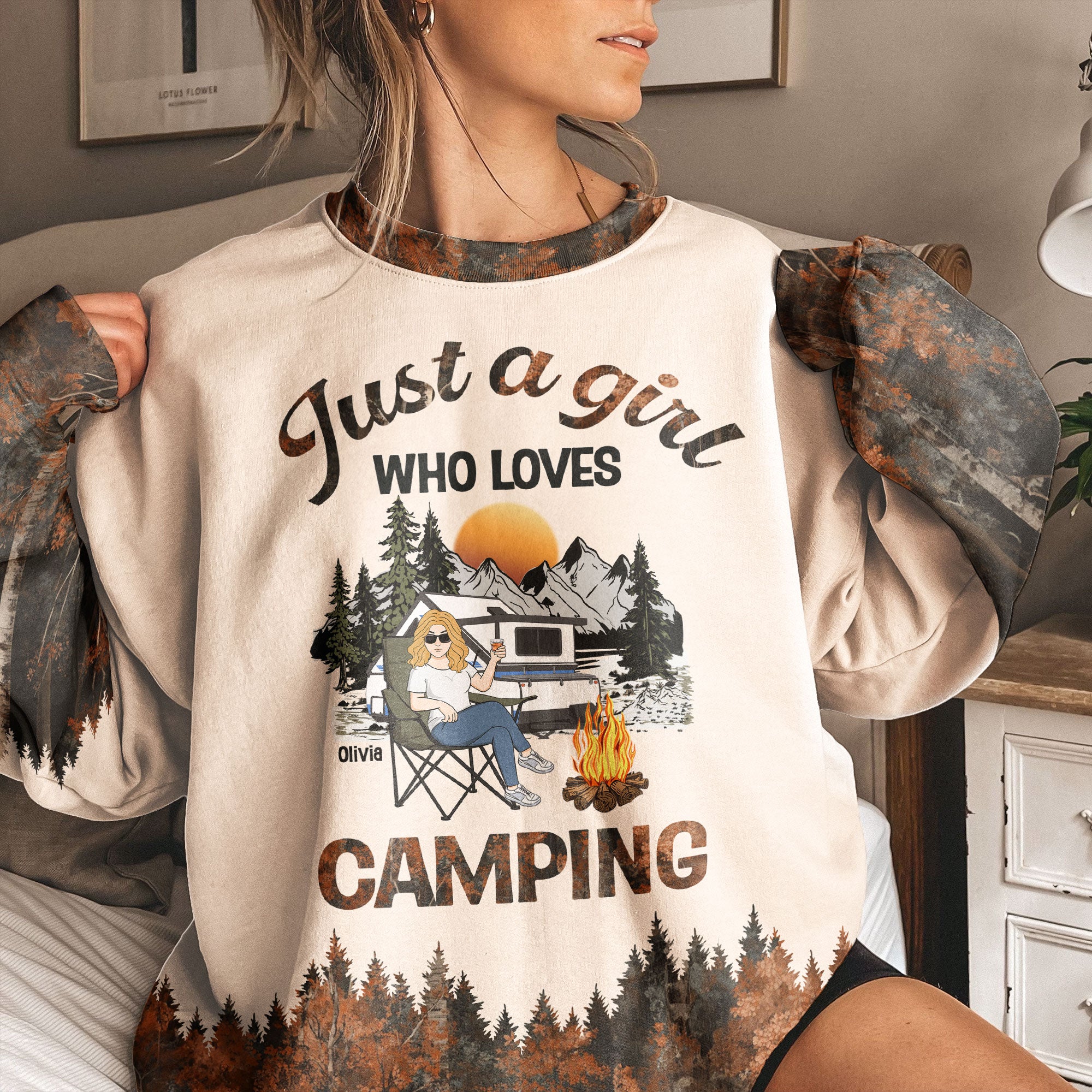 Just A Girl Who Loves Camping - Personalized 3D Printed Sweatshirt