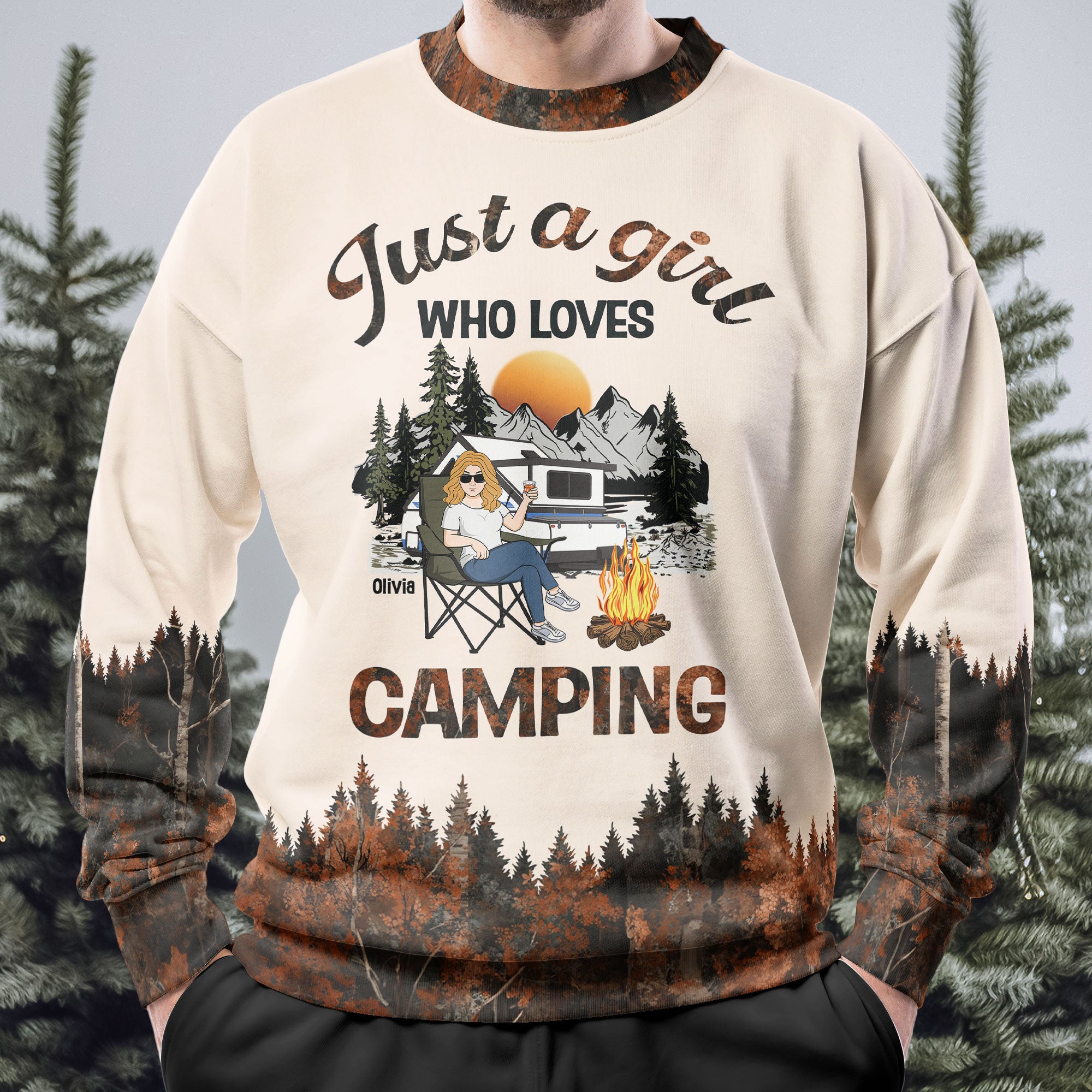 Just A Girl Who Loves Camping - Personalized 3D Printed Sweatshirt