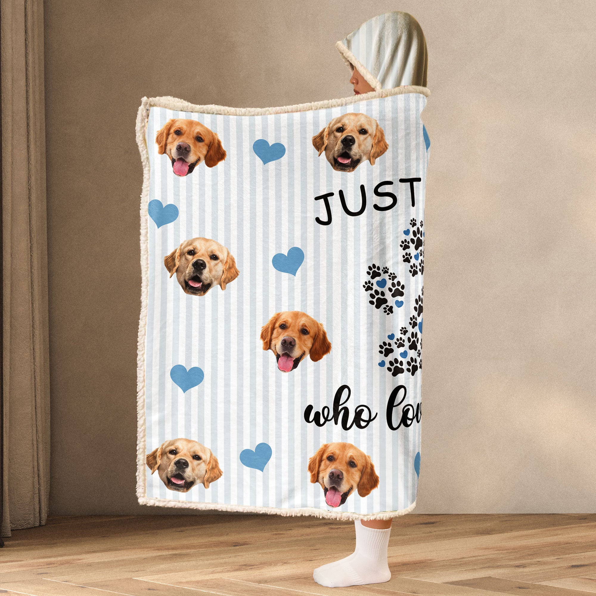 Just A Girl Who Loves Dogs - Personalized Photo Wearable Blanket Hoodie