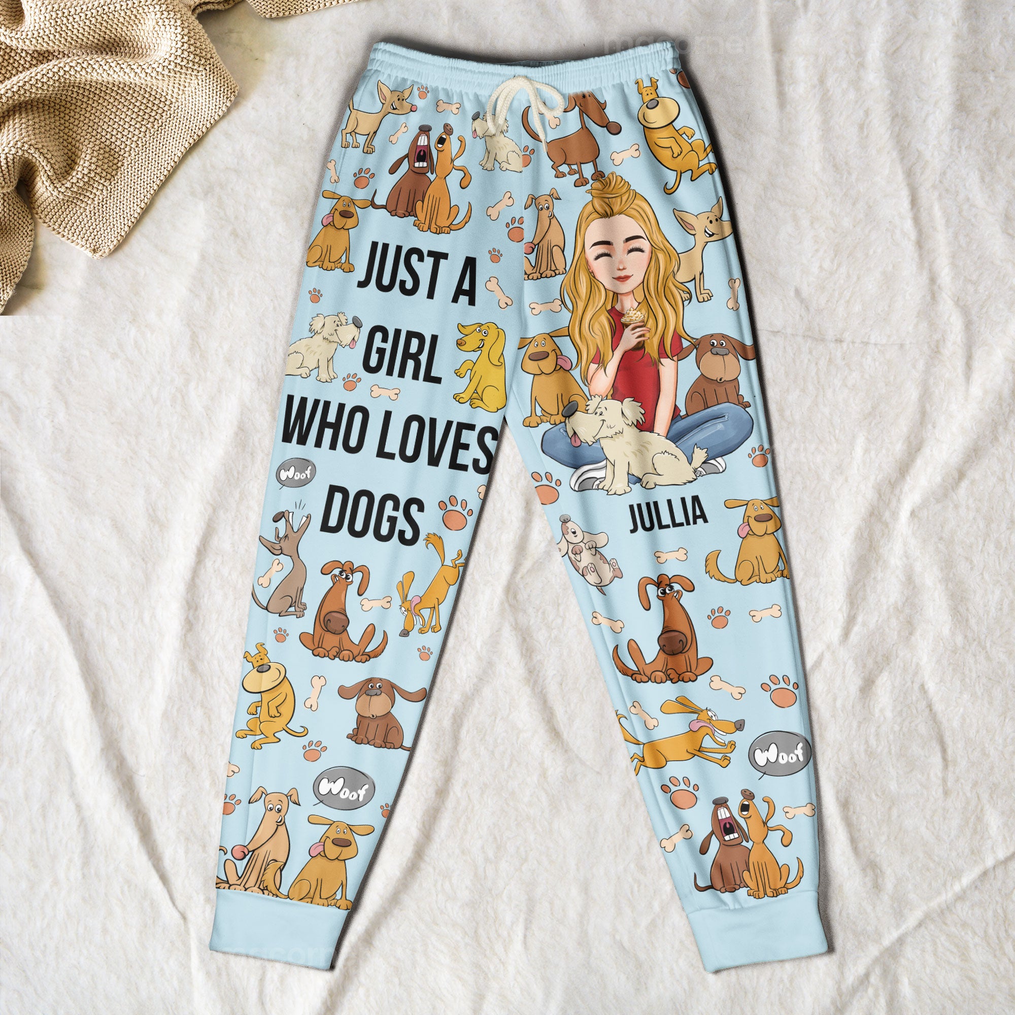 Just A Girl Who Loves Dogs - Personalized Sweatpants