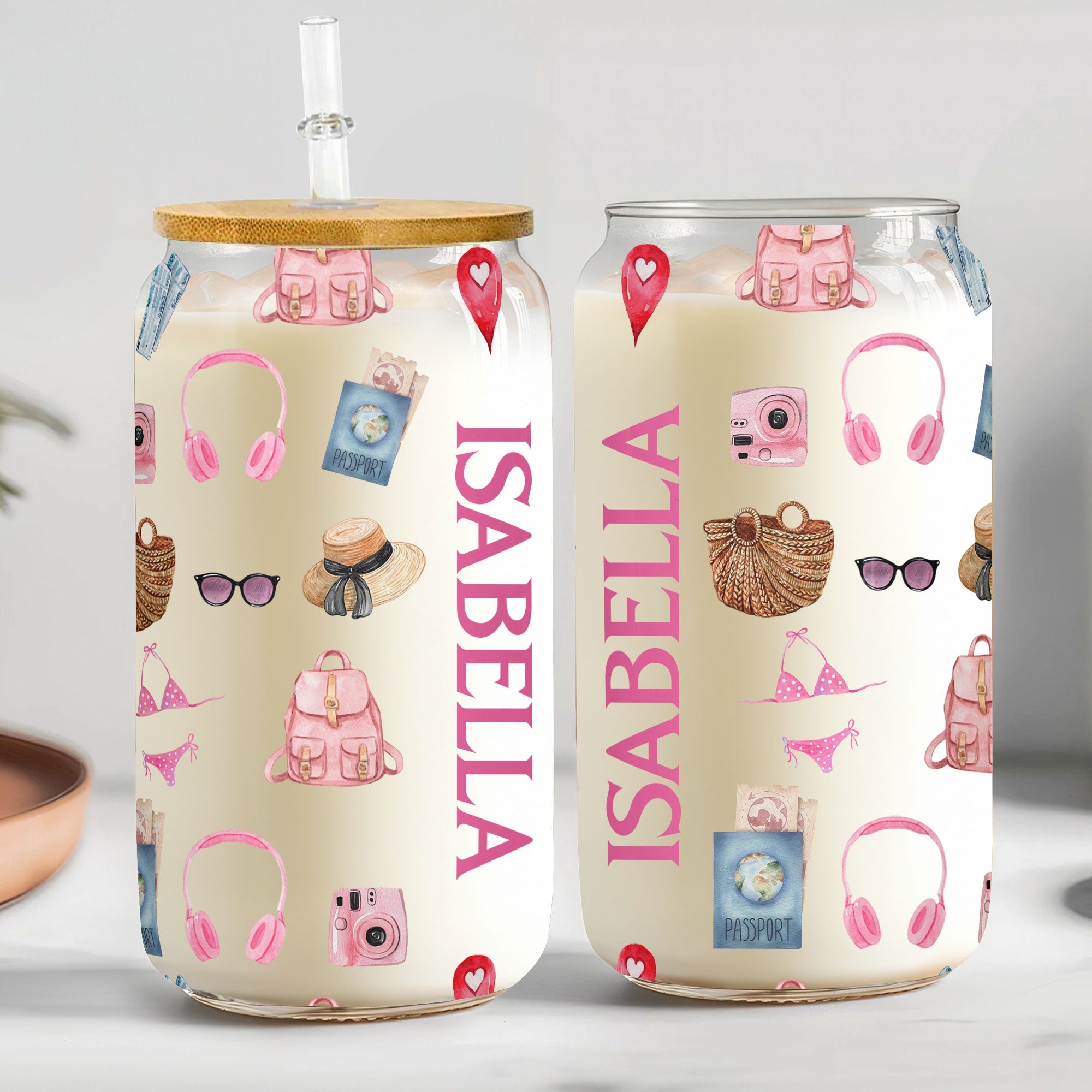 Just A Girl Who Loves Traveling - Personalized Clear Glass Cup