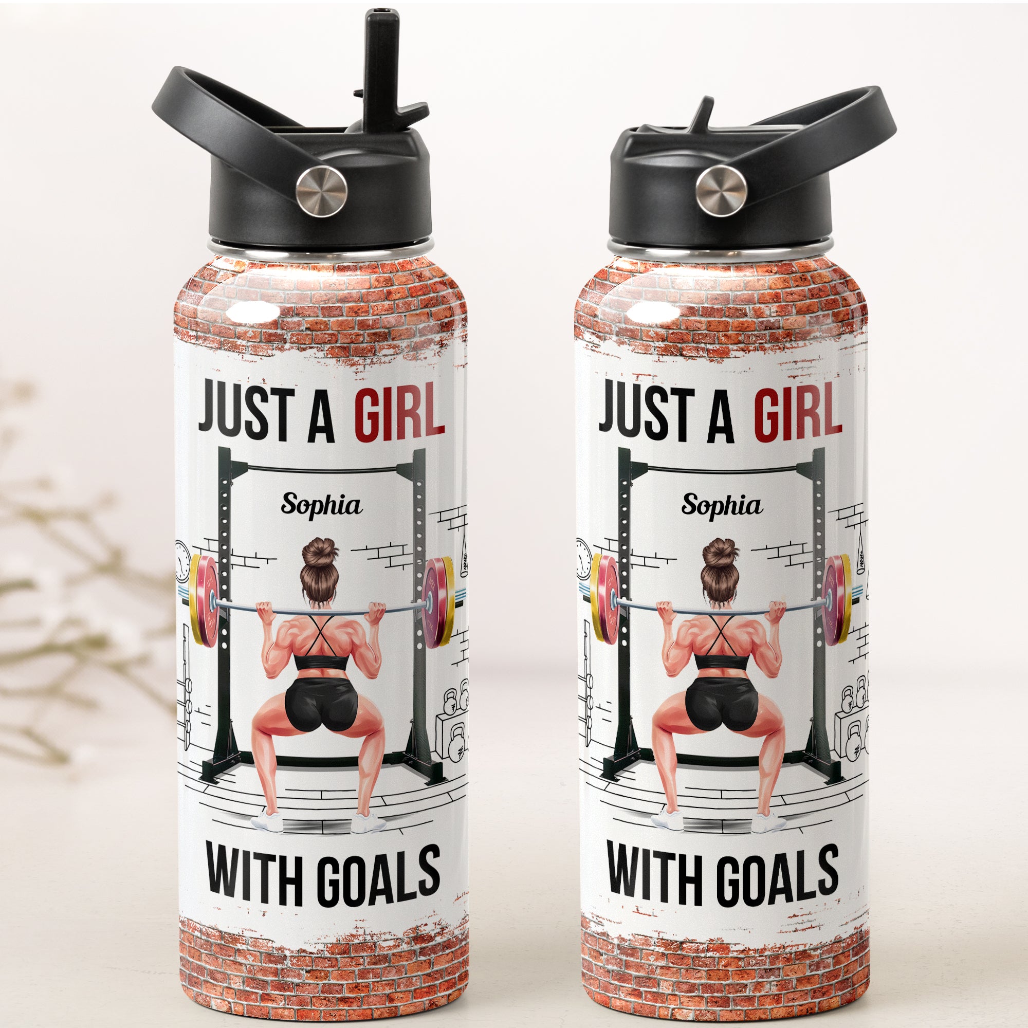 Just A Girl With Goals - Personalized Stainless Steel Water Bottle