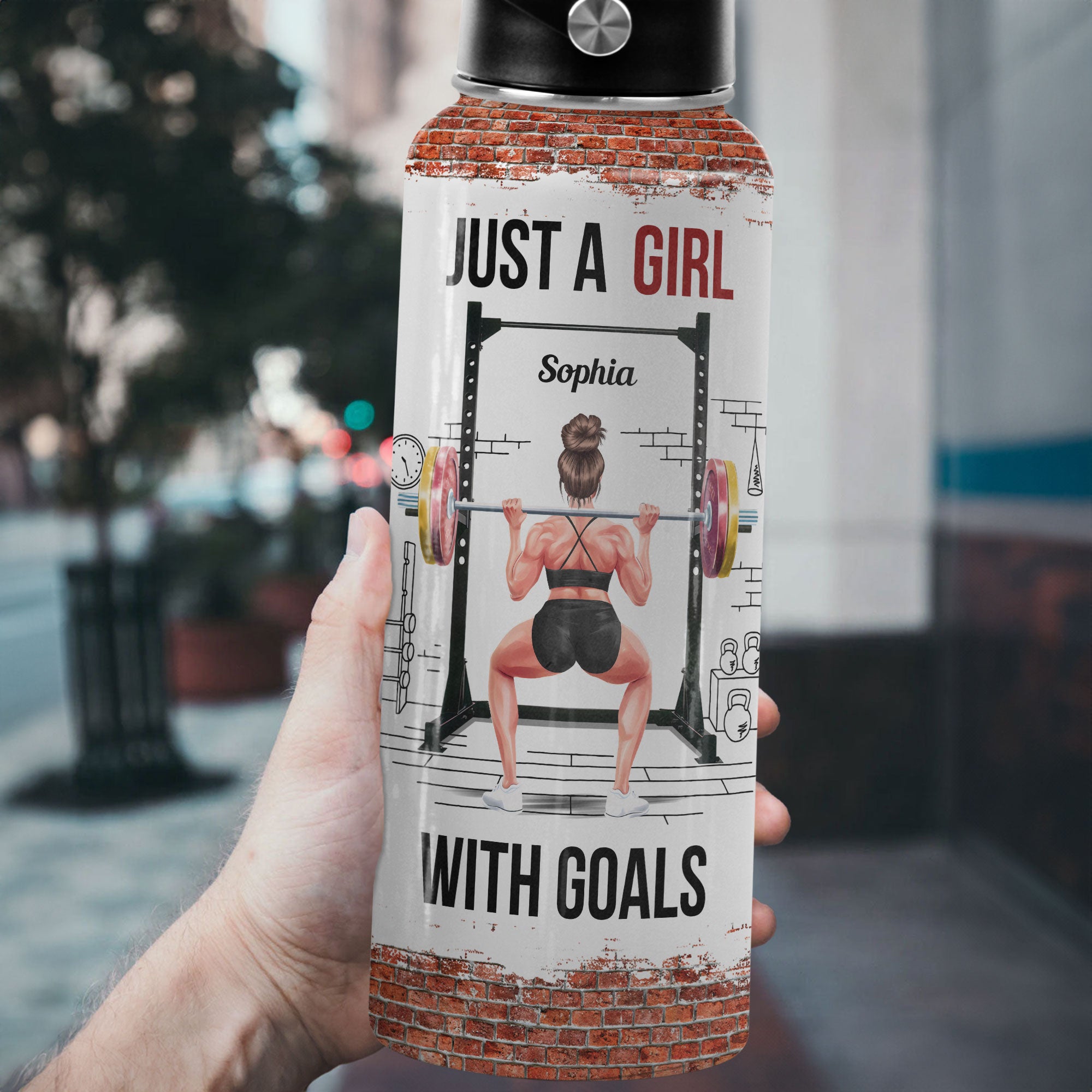 Just A Girl With Goals - Personalized Stainless Steel Water Bottle