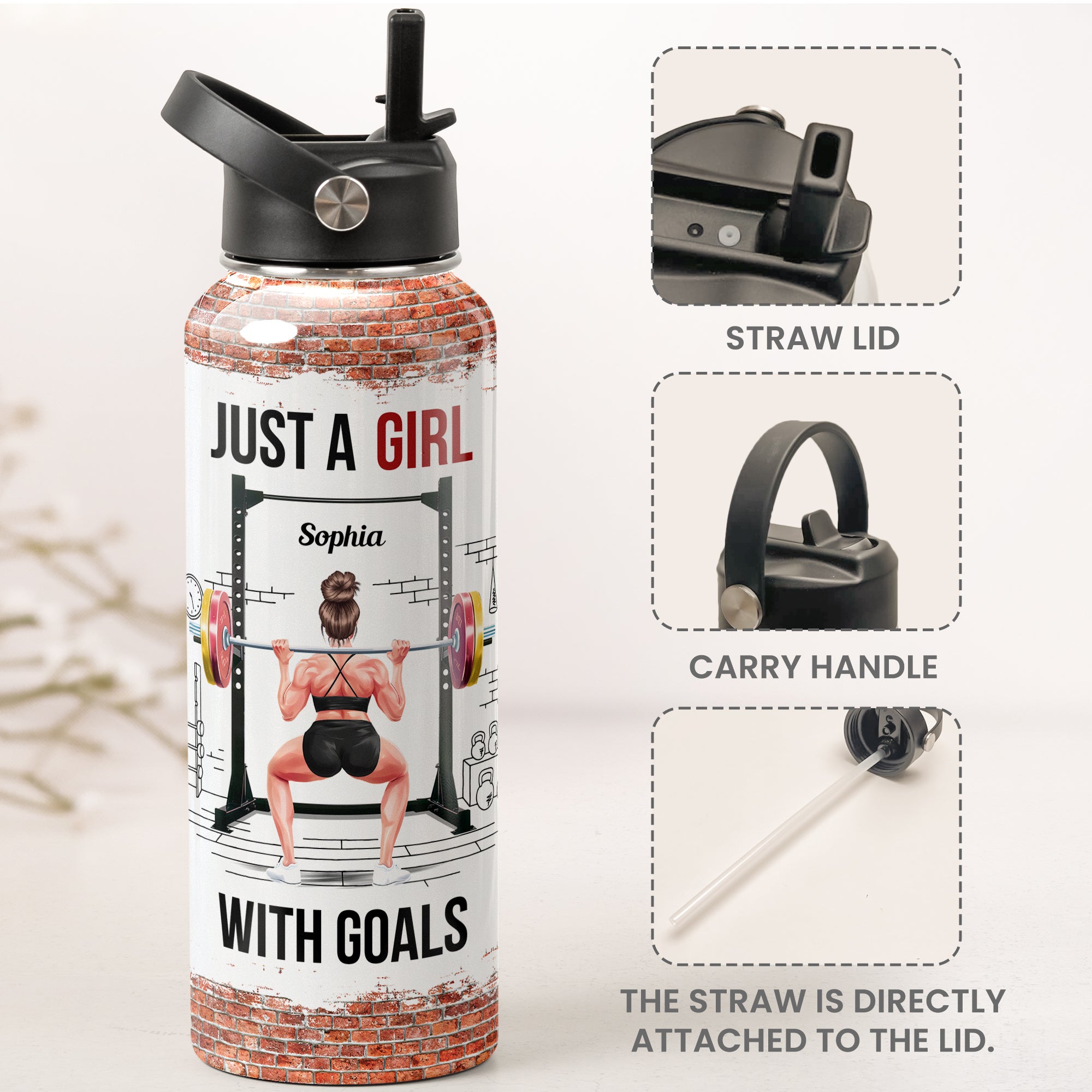 Just A Girl With Goals - Personalized Stainless Steel Water Bottle