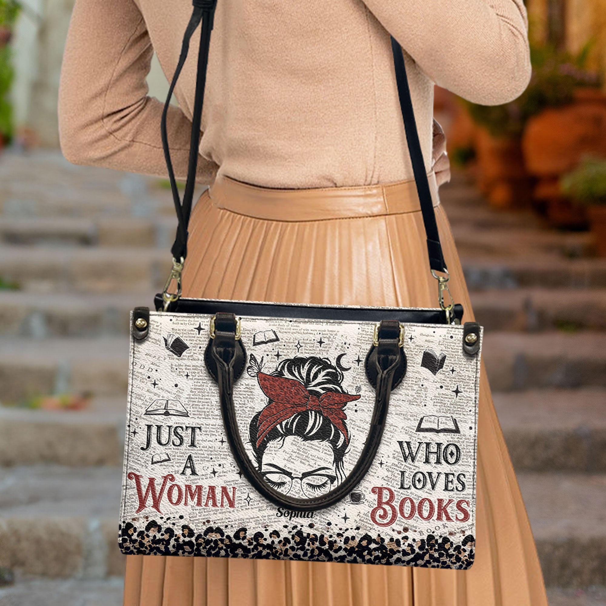 Just A Woman Who Loves Books - Personalized Leather Bag