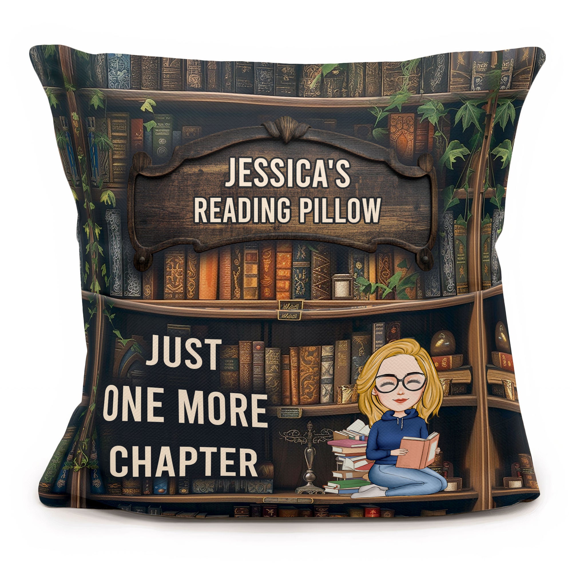 Just One More Chapter- Reading Pillow - Personalized Pocket Pillow (Insert Included)