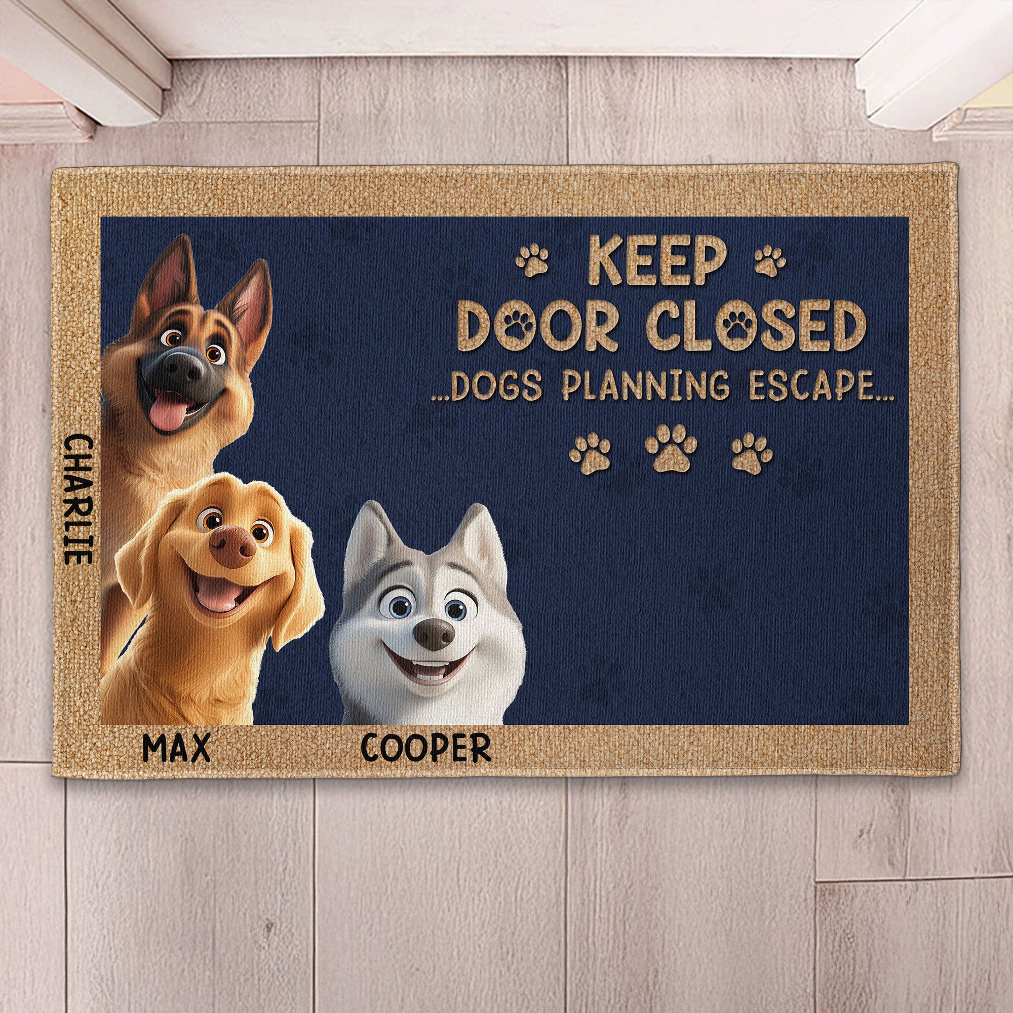 Keep Door Closed - Cartoon Pet - Personalized Doormat