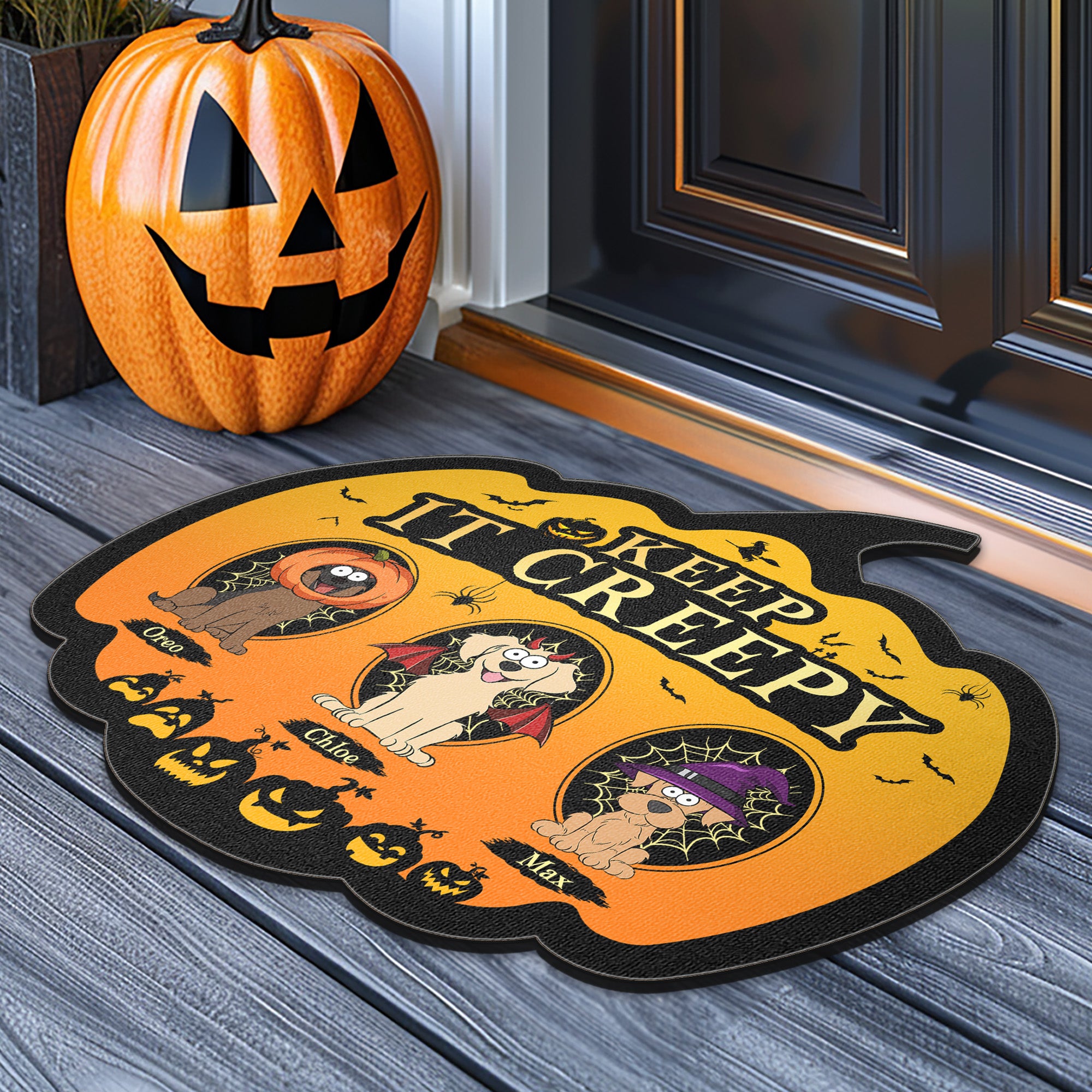 Keep It Creepy Gift For Pet Lovers With Halloween Monsters - Personalized Doormat