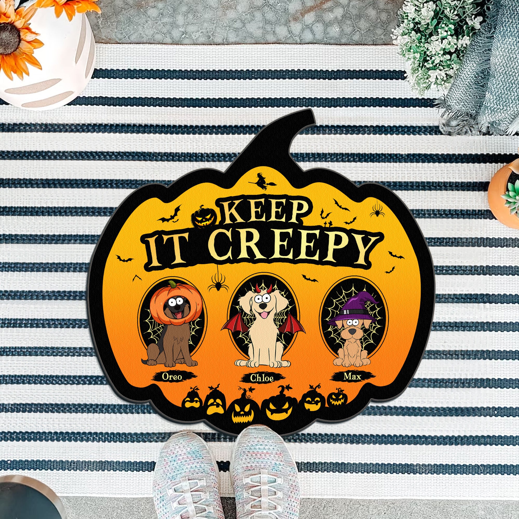 Keep It Creepy Gift For Pet Lovers With Halloween Monsters - Personalized Doormat